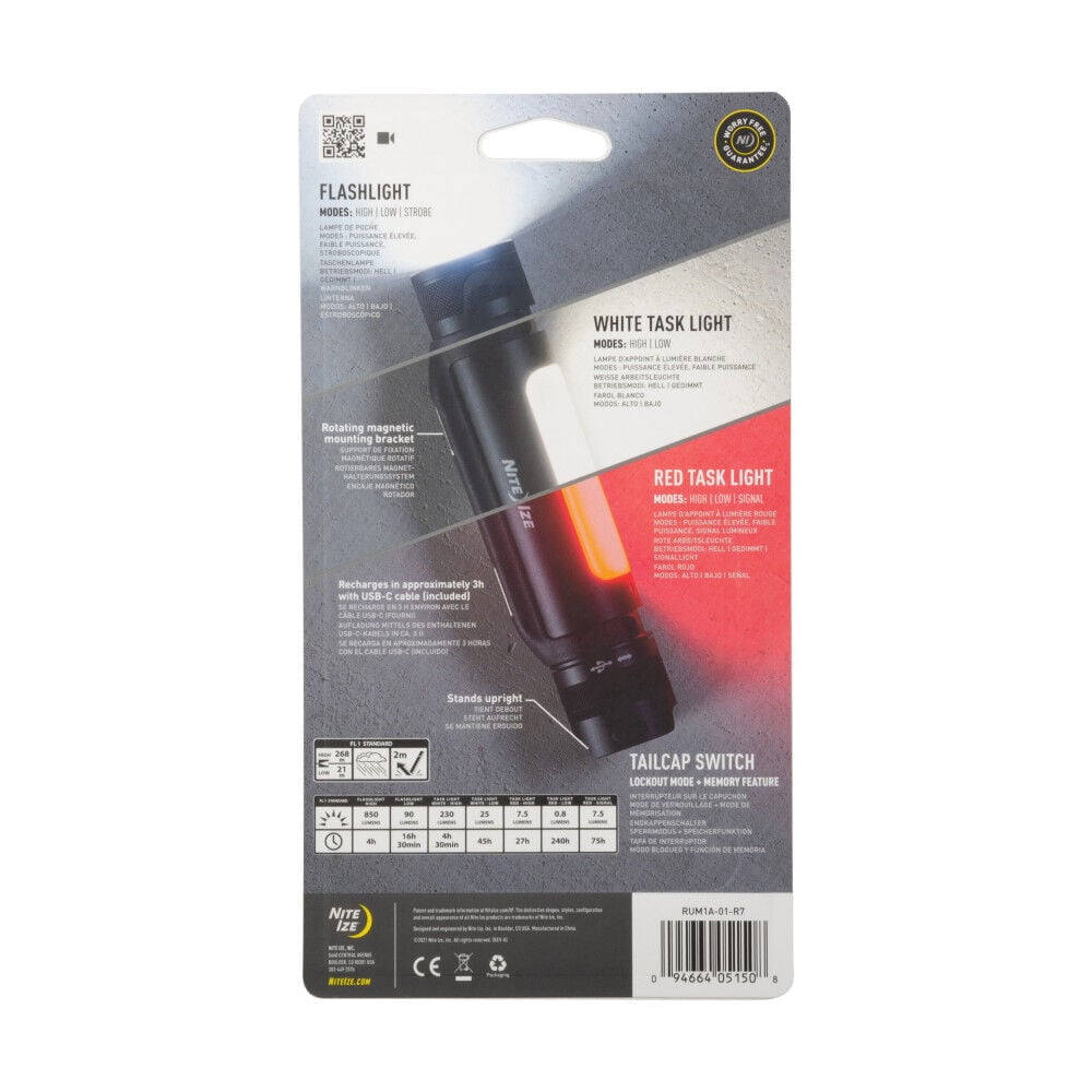 Nite Ize, Inc. RUM1A-01-R7 Nite IZE Radiant Rechargeable, 3-in-1 Flashlight Magnetic Task Red Emergency, Portable Hands-Free Work Car Repairs and Jobs Utility Light, Black - Image 7