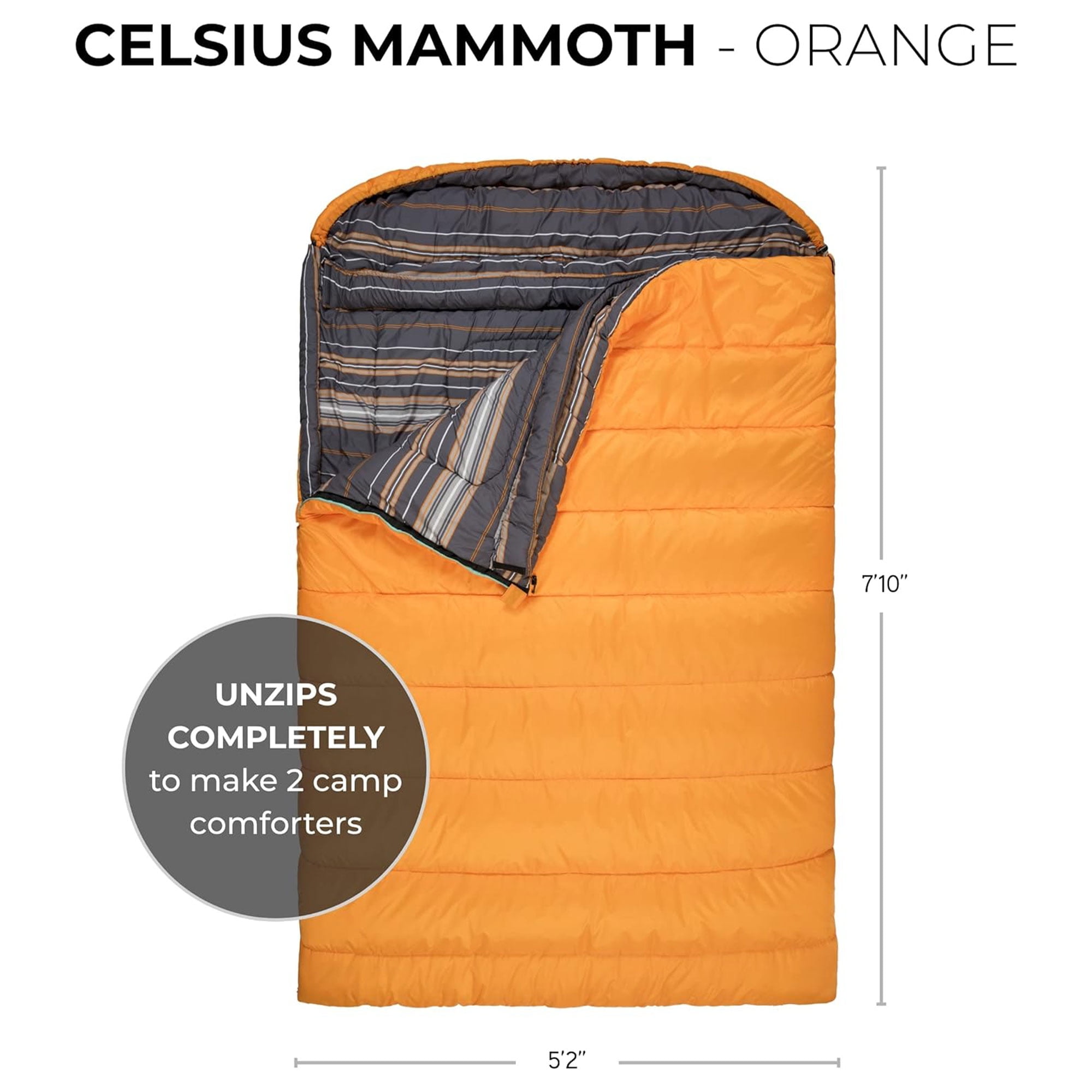 TETON Sports Mammoth 0 F Double Sleeping Bag, Orange - Image 8