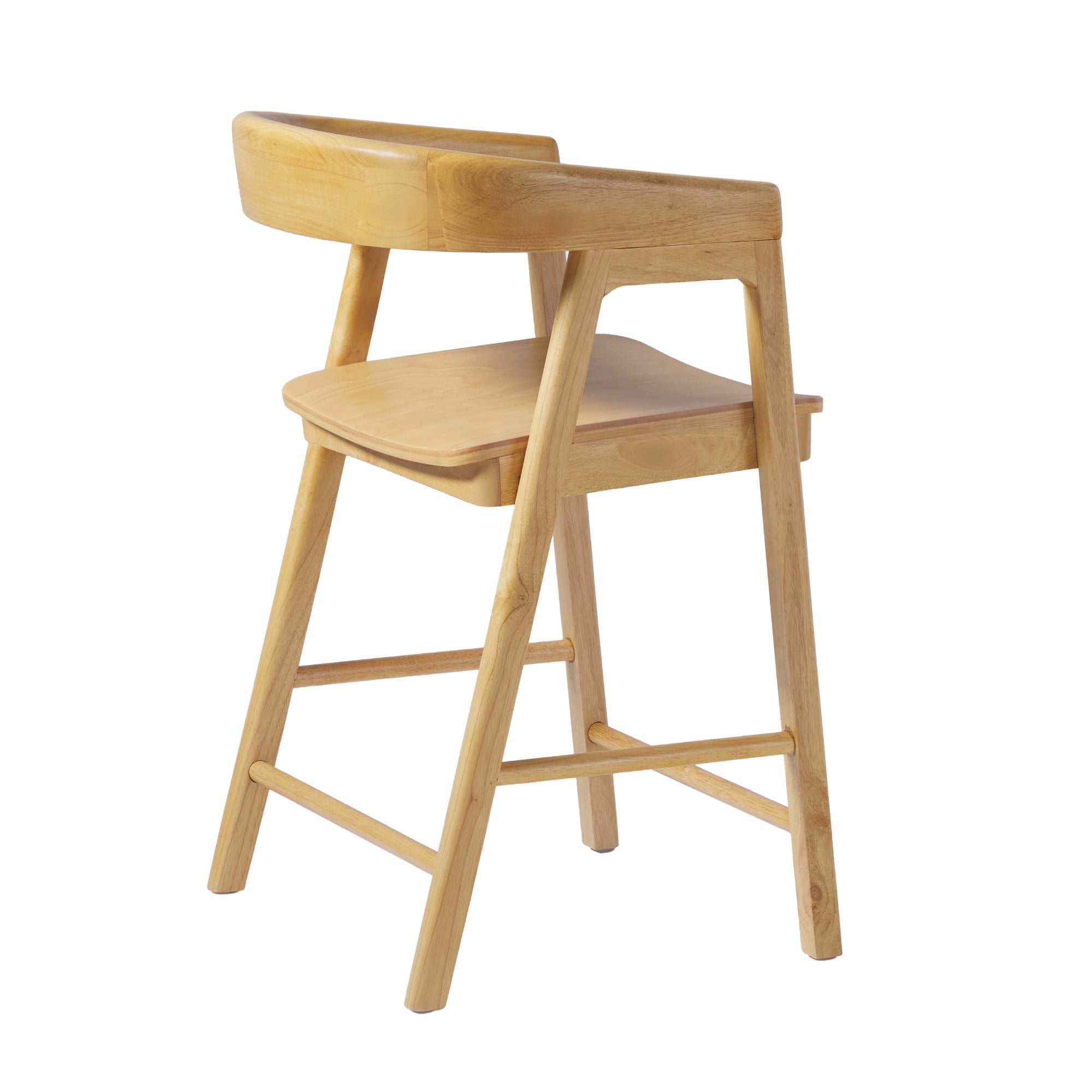 Walker Edison Modern Solid Wood Rounded Back Counter Stool, Natural - Image 5