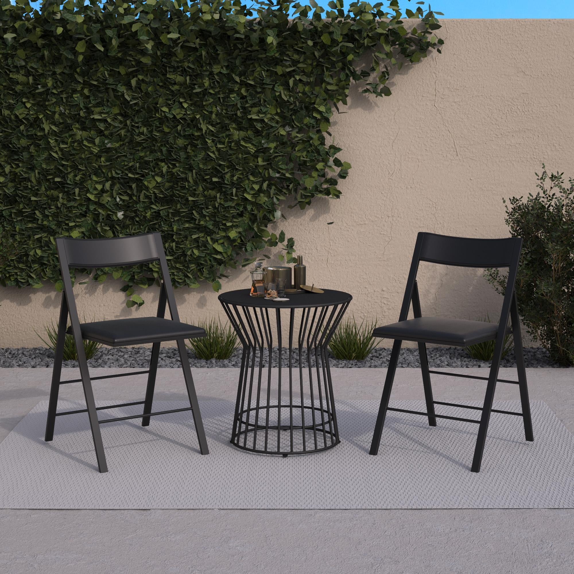 COSCO Modern Folding Chairs with Vinyl Seats, 2-Pack, Black - Image 4