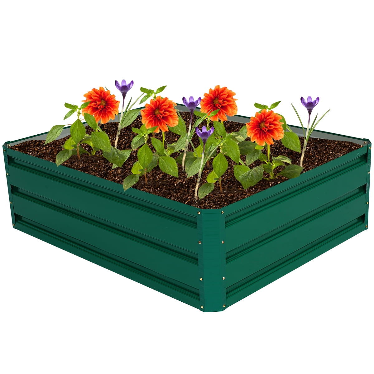 Costway 40x32 Inch Patio Raised Garden Bed Vegetable Flower Plant Dark Green New - Image 2