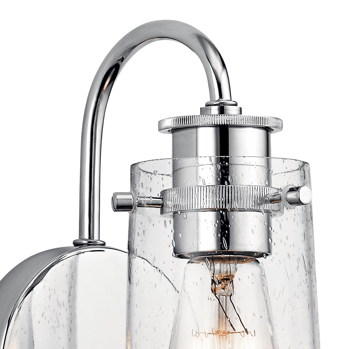 Kichler Braelyn Vintage Industrial 1 Light Chrome Wall Sconce with Clear Seeded Glass - Image 6