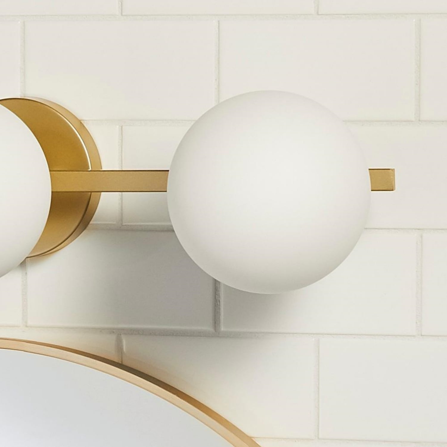 Better Homes & Gardens Modern Vanity Light, Brass Finish, Frosted Glass Shades, T6 LED Bulbs - Image 6