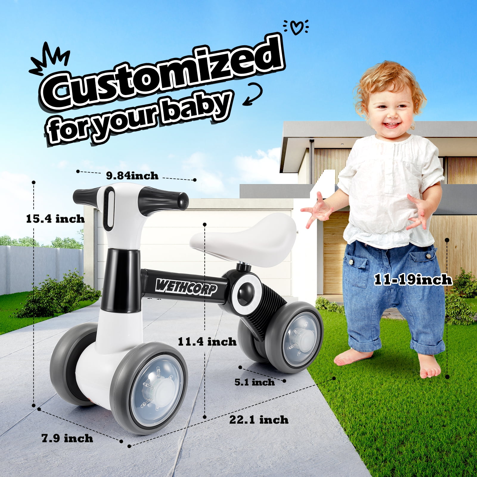 Baby Balance Bikes Toys for 1 2 Year Old, Lighting Balance Bikes 12-36 Month Toddlers, Riding Toys for Toddlers Gifts for 1 2 3 Year Old Boys Girls - Image 4