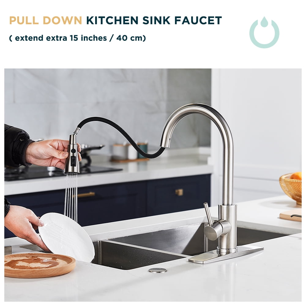 Forious Kitchen Faucet for Pull Down Sprayer Single Handle Sink Faucet Brushed Nickel in Kitchen - Image 8