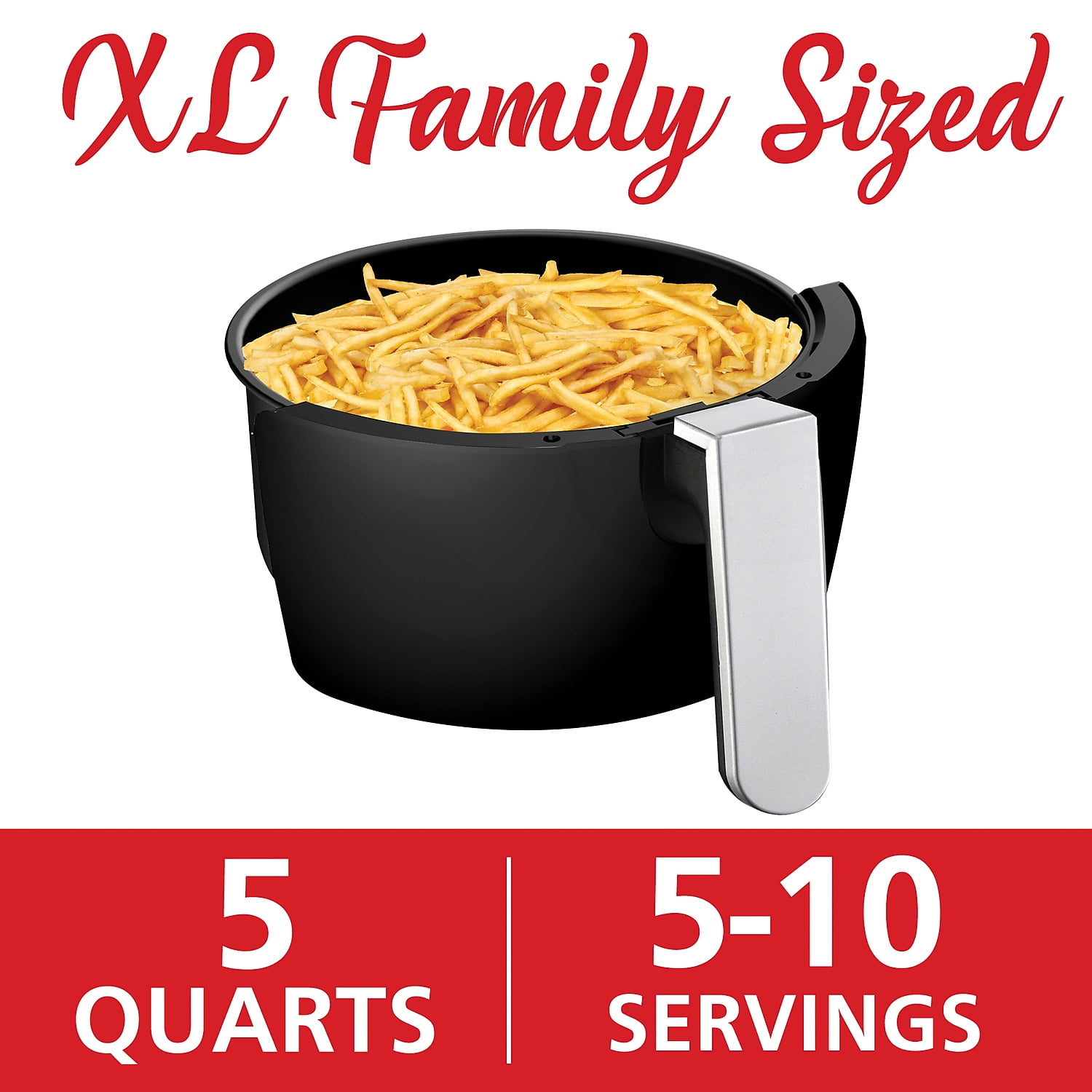 Brentwood Extra Large 1400 Watt 5 Quart Electric Digital Air Fryer with Temperature Control in Black - Image 5