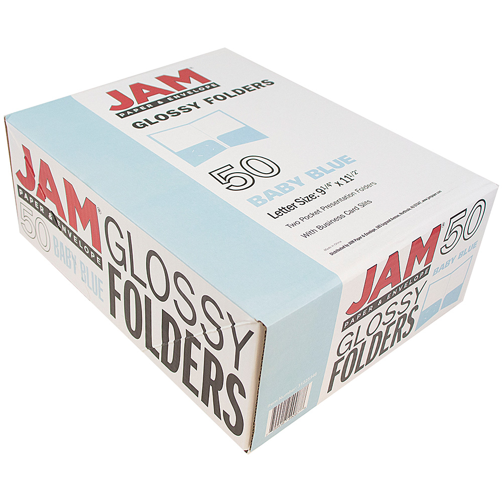 JAM Paper Glossy Two Pocket Folders, Baby Blue, 6/Pack - Image 2
