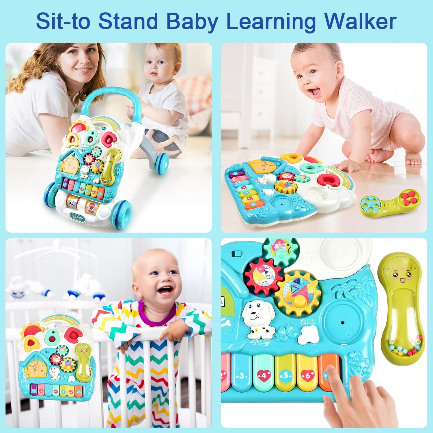 Ant Class Sit to Stand Learning Walker, 3 in 1 Baby Walkers for Boys Infant Wlakers for Girls Walking Toys for Toddlers 1-3, Blue - Image 2