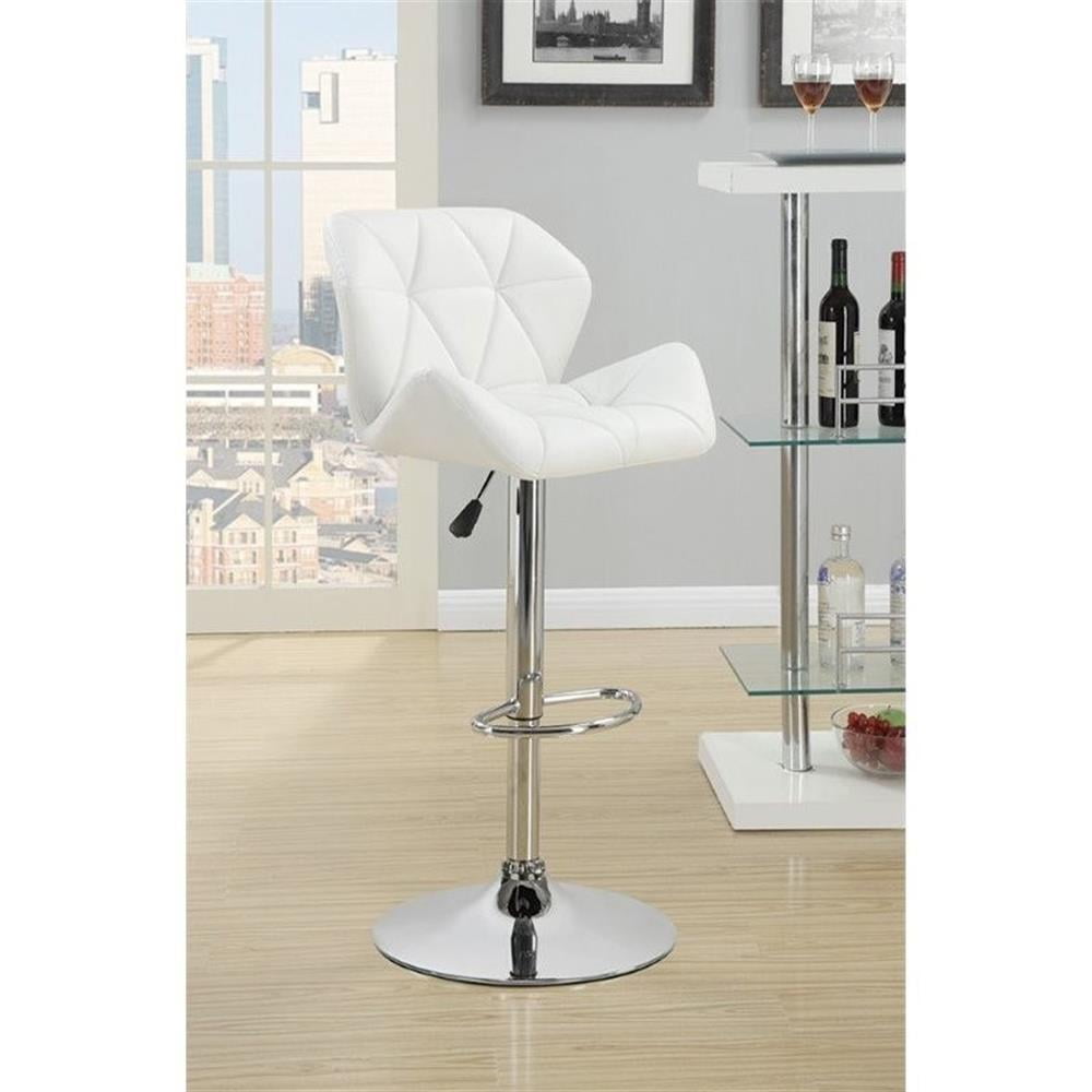 Berrington Upholstered Adjustable Bar Stool White (Set of 2) - Image 2