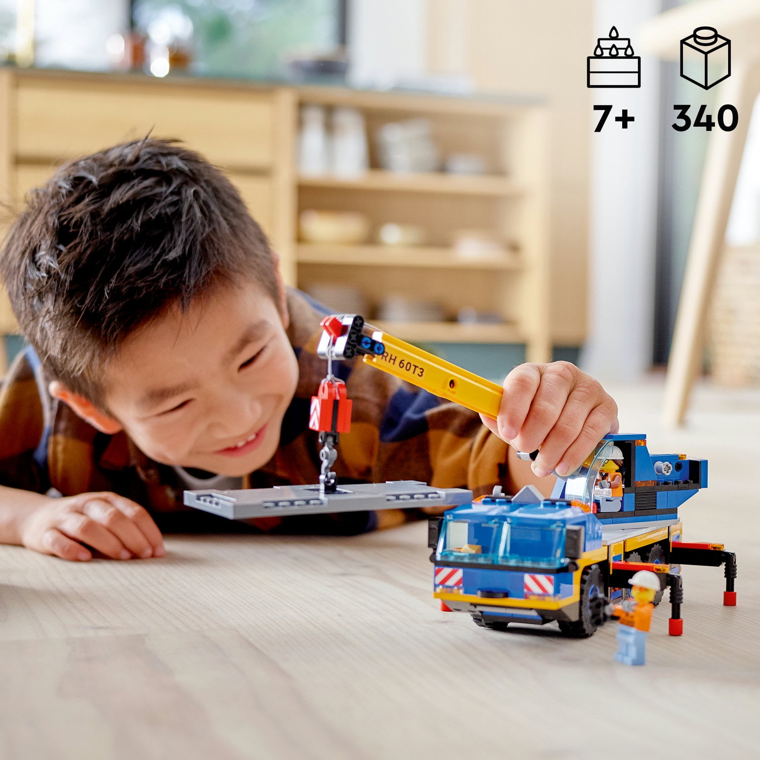 LEGO City Great Vehicles Mobile Crane Truck Toy Building Set 60324 - Construction Vehicle Model, Featuring 2 Minifigures with Tool Toys Kit and Road Plate, Playset for Boys and Girls Ages 7+ - Image 6