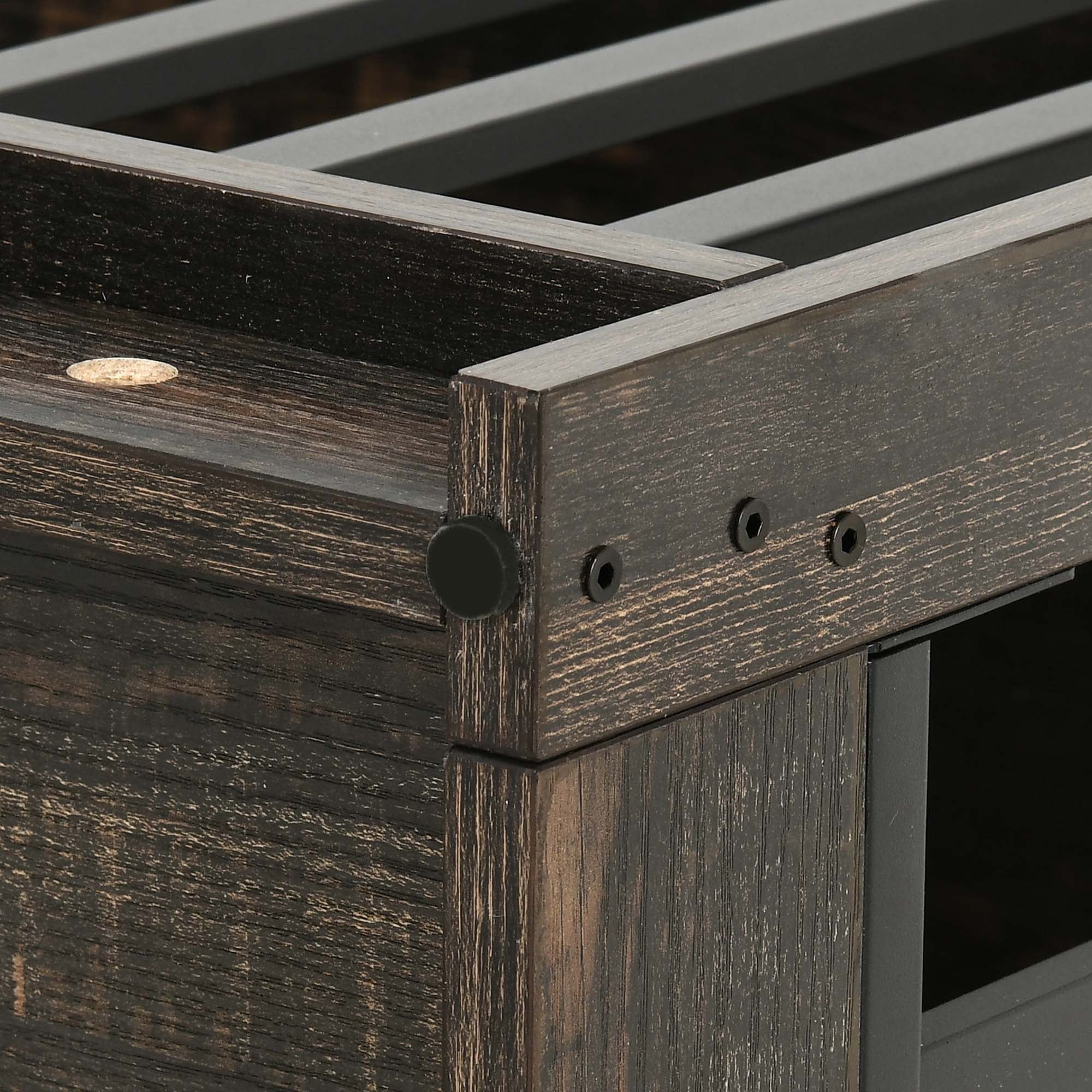 Uforic 55'' W Double Dog Crate Furniture With Sliding Barn Doors & Bowl,Indoor Furniture Style Wooden Large Dog Kennel - Image 4