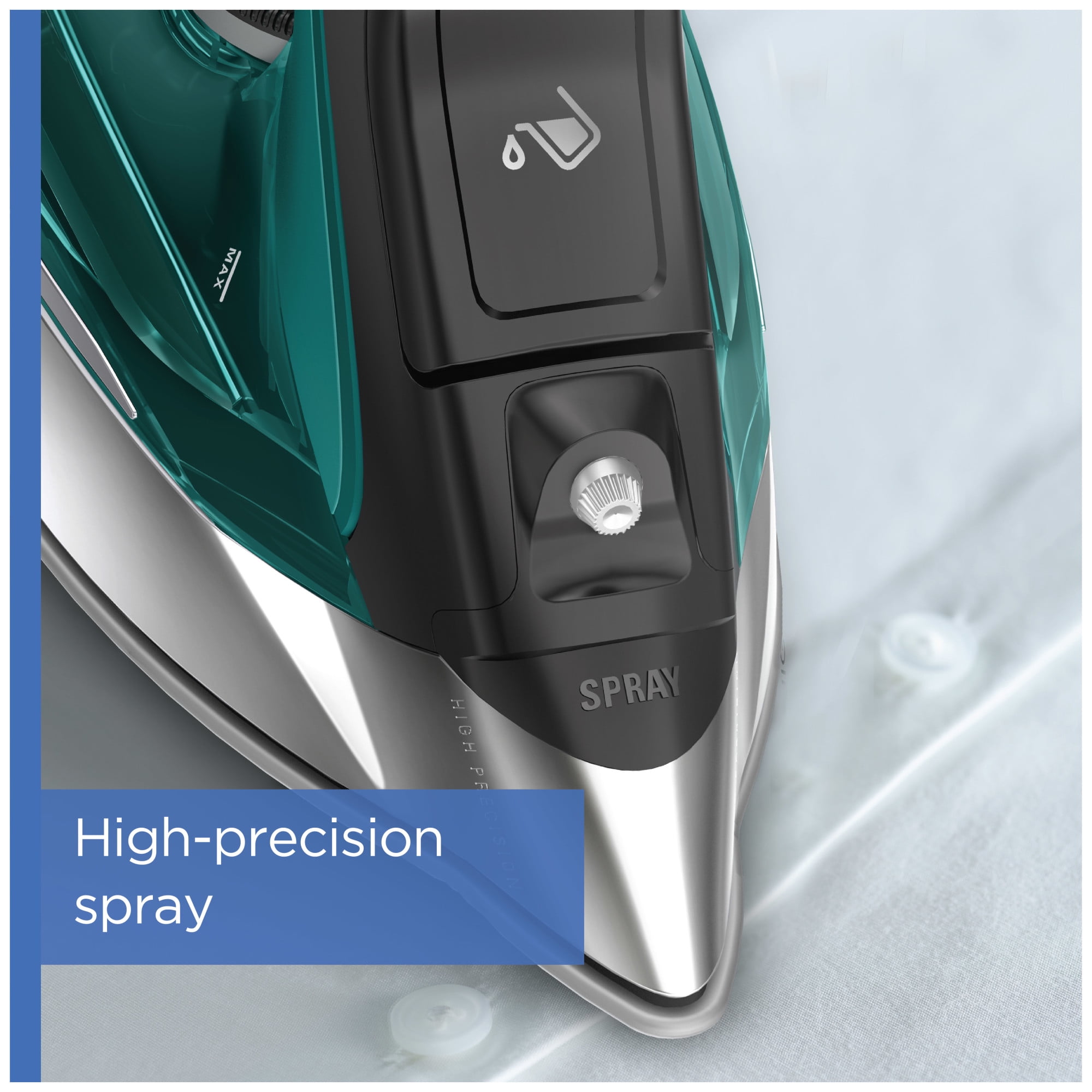 Rowenta Pro Master Iron for Clothes, Stainless Steel Soleplate, 400 Microsteam Holes, 1775 Watts, Black & Green DW8360 - Image 10