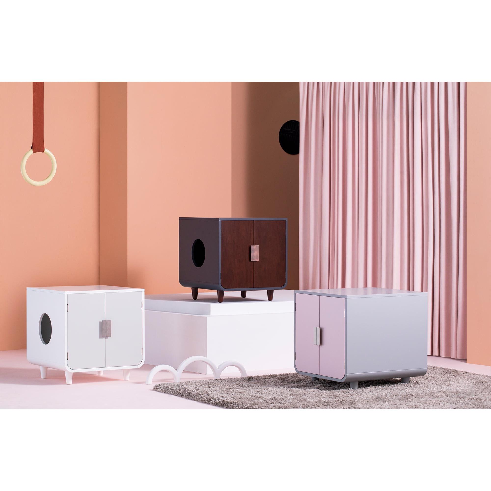 Teamson Pets Dyad Wooden Cat Litter Tray Box Washroom Puppy Toilet Mocha Walnut - Image 13