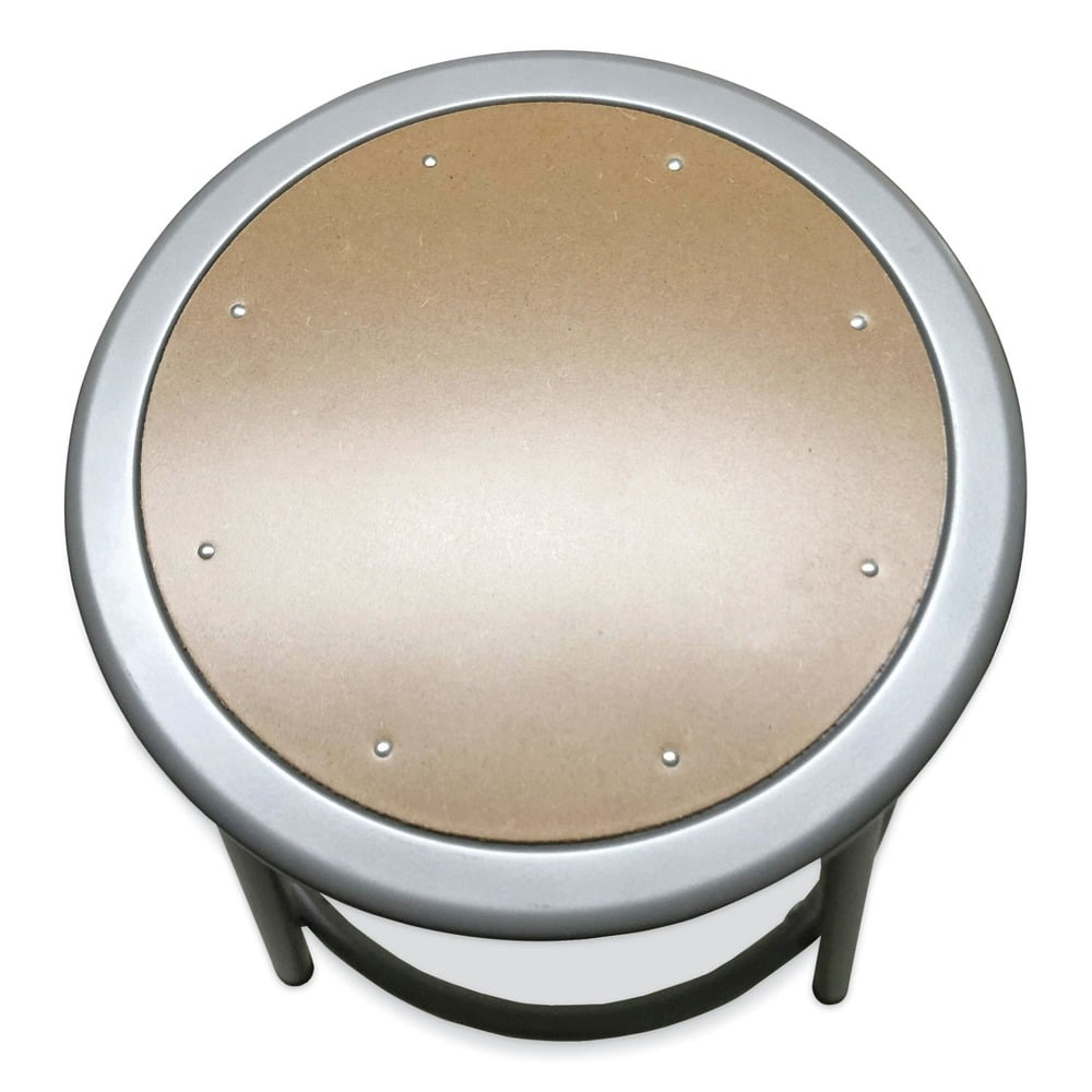 Alera Industrial Metal Shop Stool, 24" Seat Height, Supports up to 300 lbs., Brown Seat/Gray Back, Gray Base -ALEIS6624G - Image 4