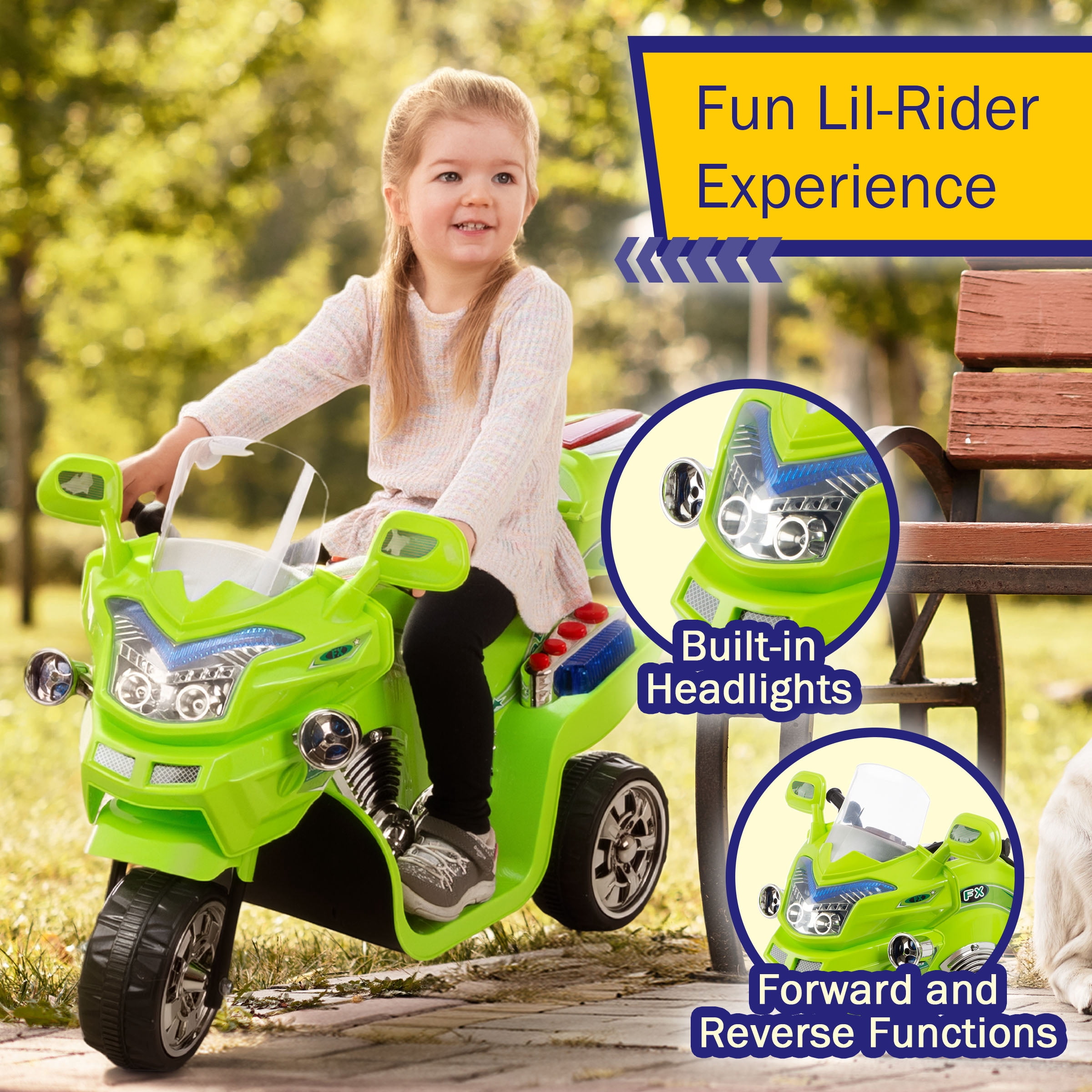 Electric 3-Wheel Motorcycle Battery Powered for Kids by Lil' Rider - Image 6