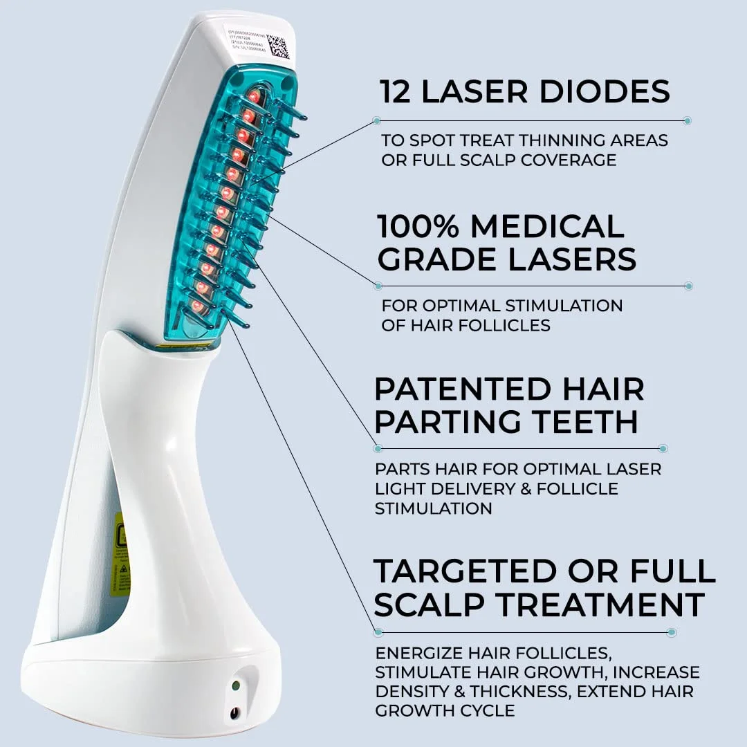 Hairmax Ultima 12 LaserComb- (FDA Cleared) Laser Hair Regrowth Treatment Device for Men & Women - Reverses Thinning Hair Loss - Red Light Therapy to Stimulate Hair Growth - Cordless Design - Image 3
