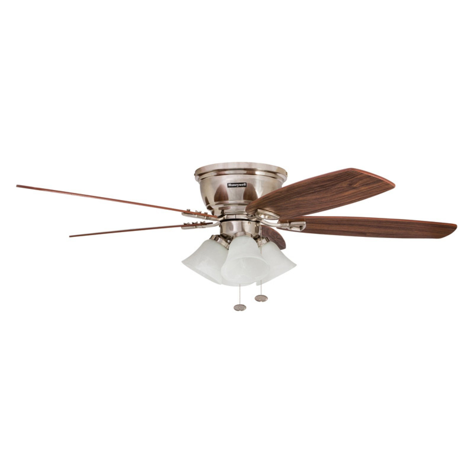 52" Honeywell Glen Alden Brushed Nickel Hugger Ceiling Fan with 4 Light - Image 2