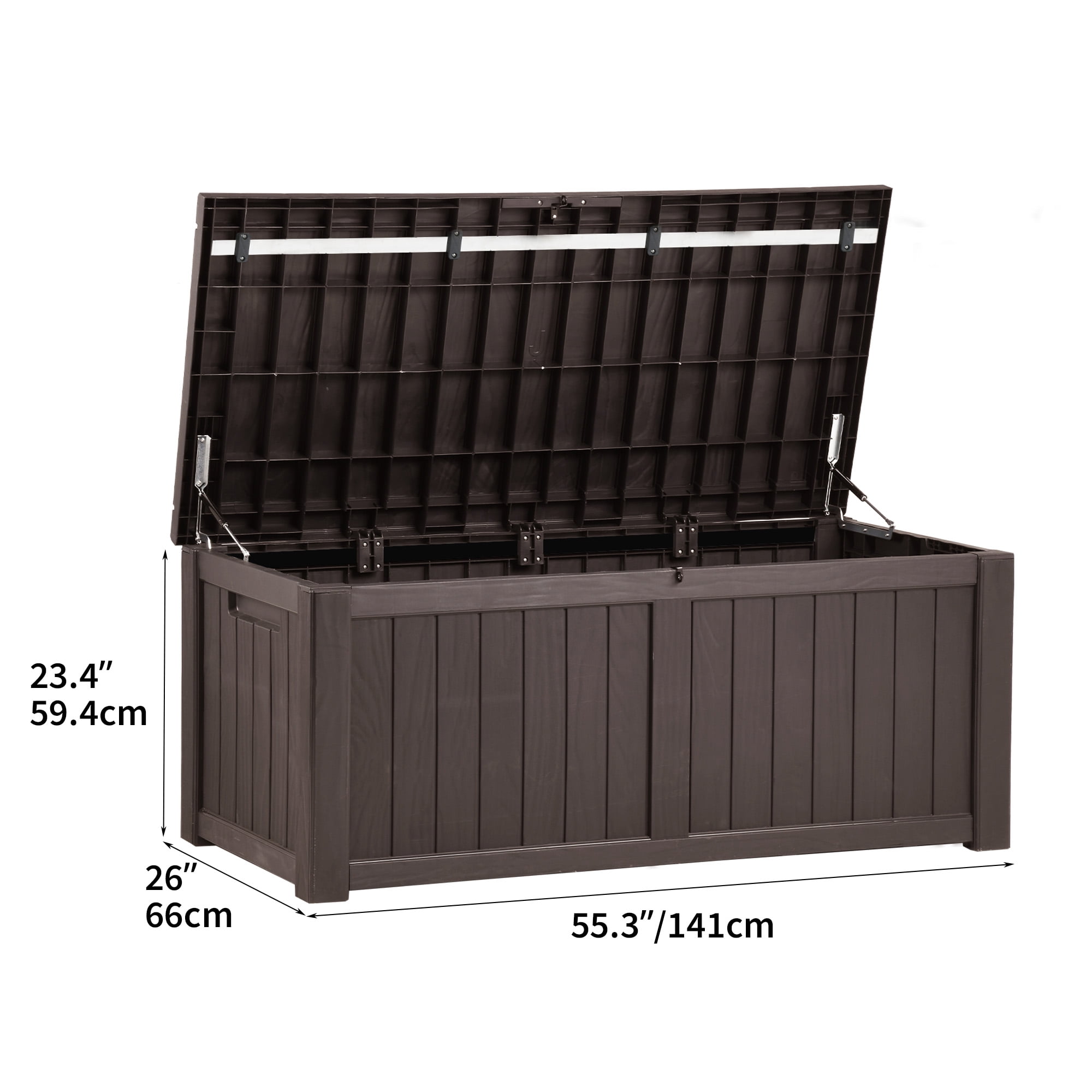 Dextrus Outdoor Lockable 120 Gallon Polypropylene Resin Deck Box, Brown - Image 4