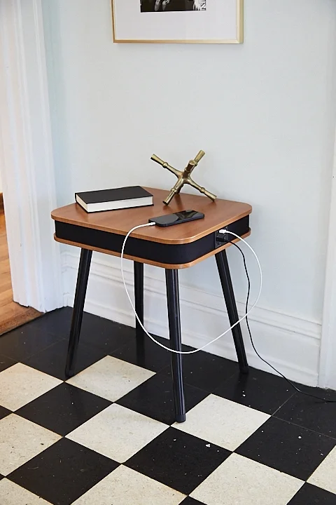 DPI DecorTech Rectangular End Table with Bluetooth Speaker and USB Charging Port, Walnut - Image 2