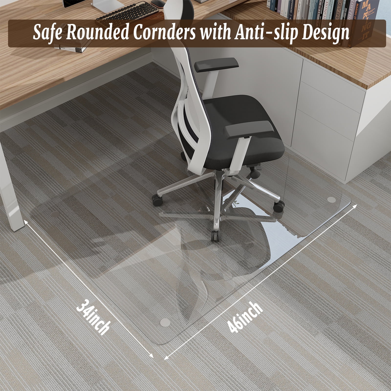 Anyrose 34"x46" Tempered Glass Office Chair Mat - Image 6