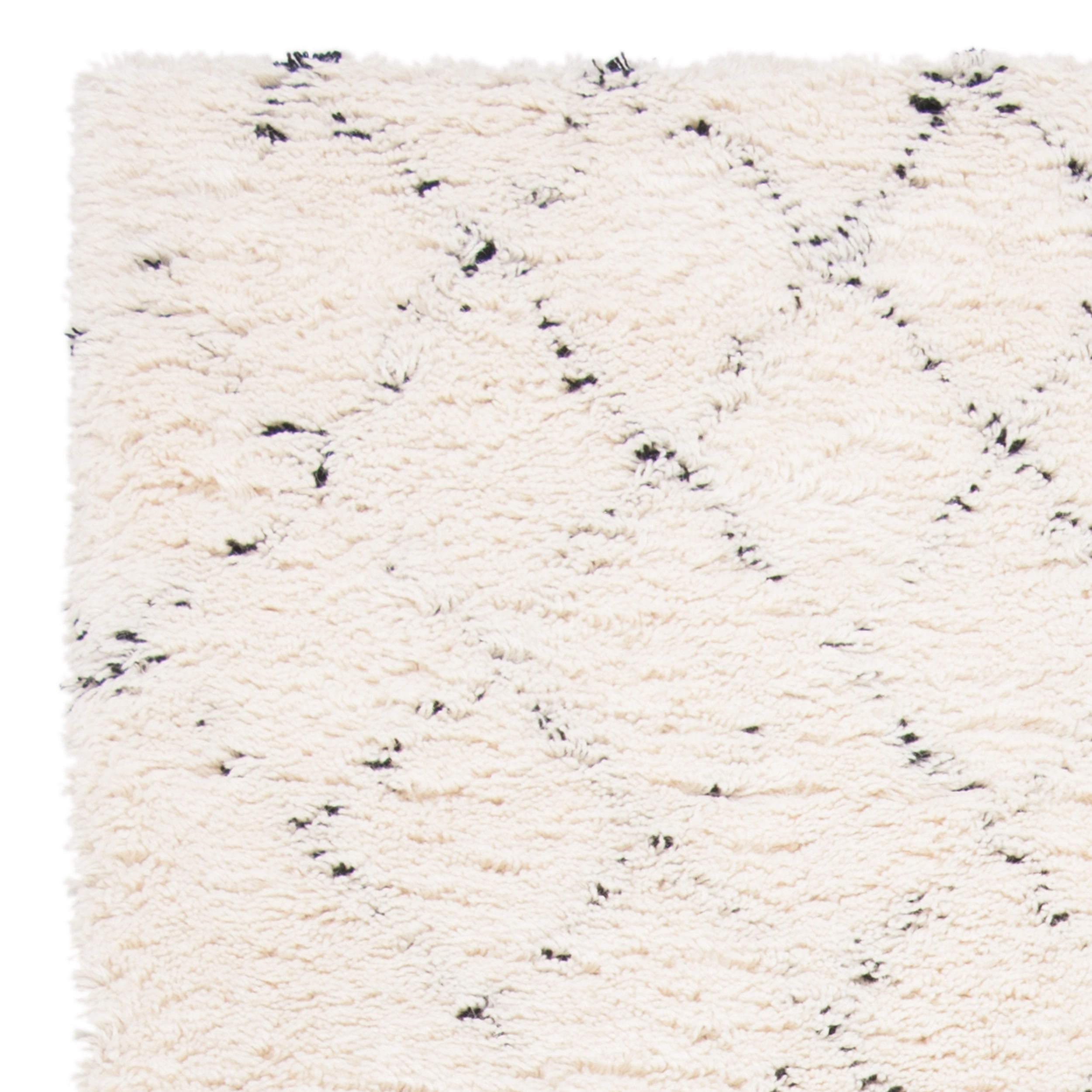 SAFAVIEH Casablanca Zaman Geometric Wool Shag Area Rug, Ivory/Black, 5' x 8' - Image 6