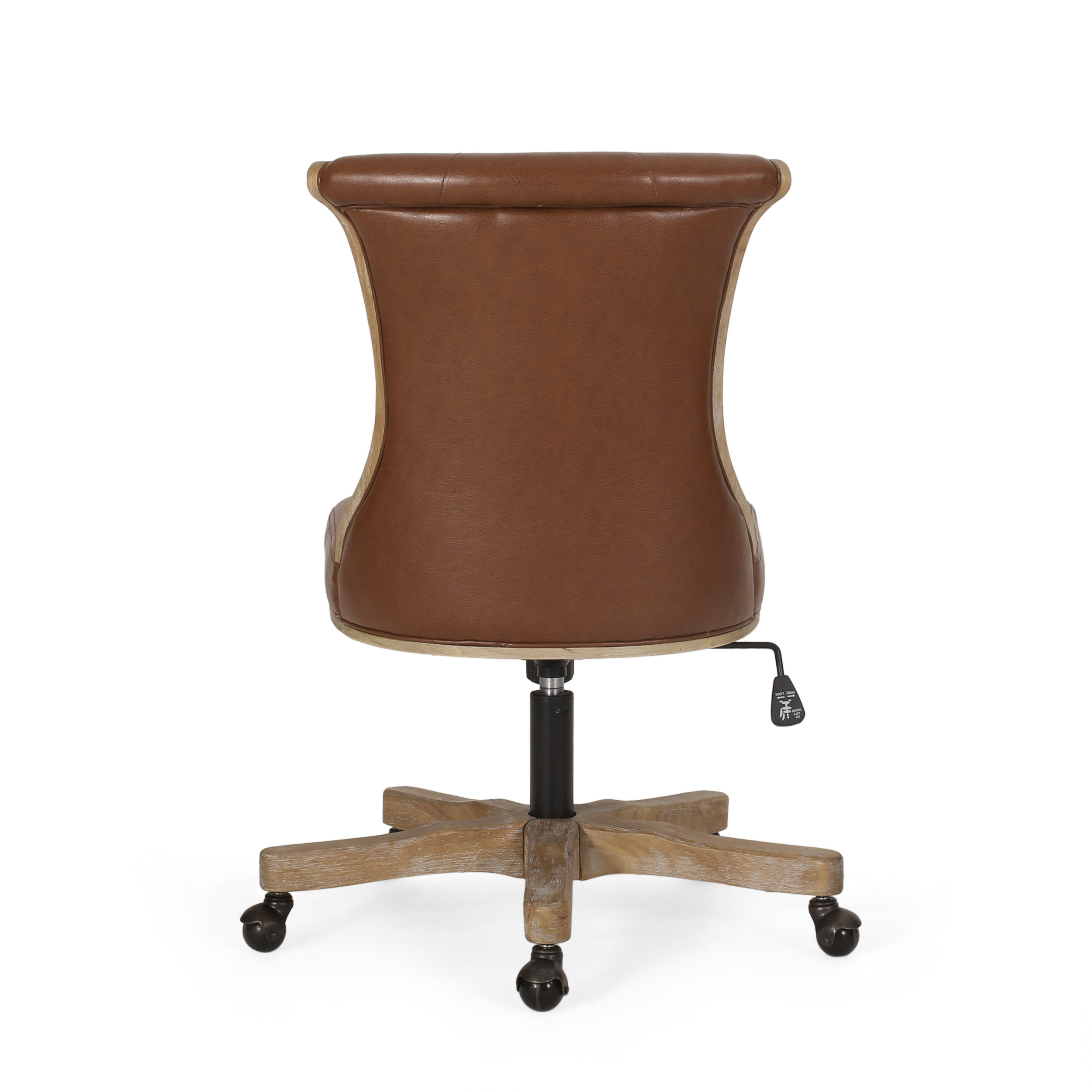 Ember Interiors Ashlyn Upholstered Roll Back Swivel Office Chair, Cognac Brown and Natural - Image 11