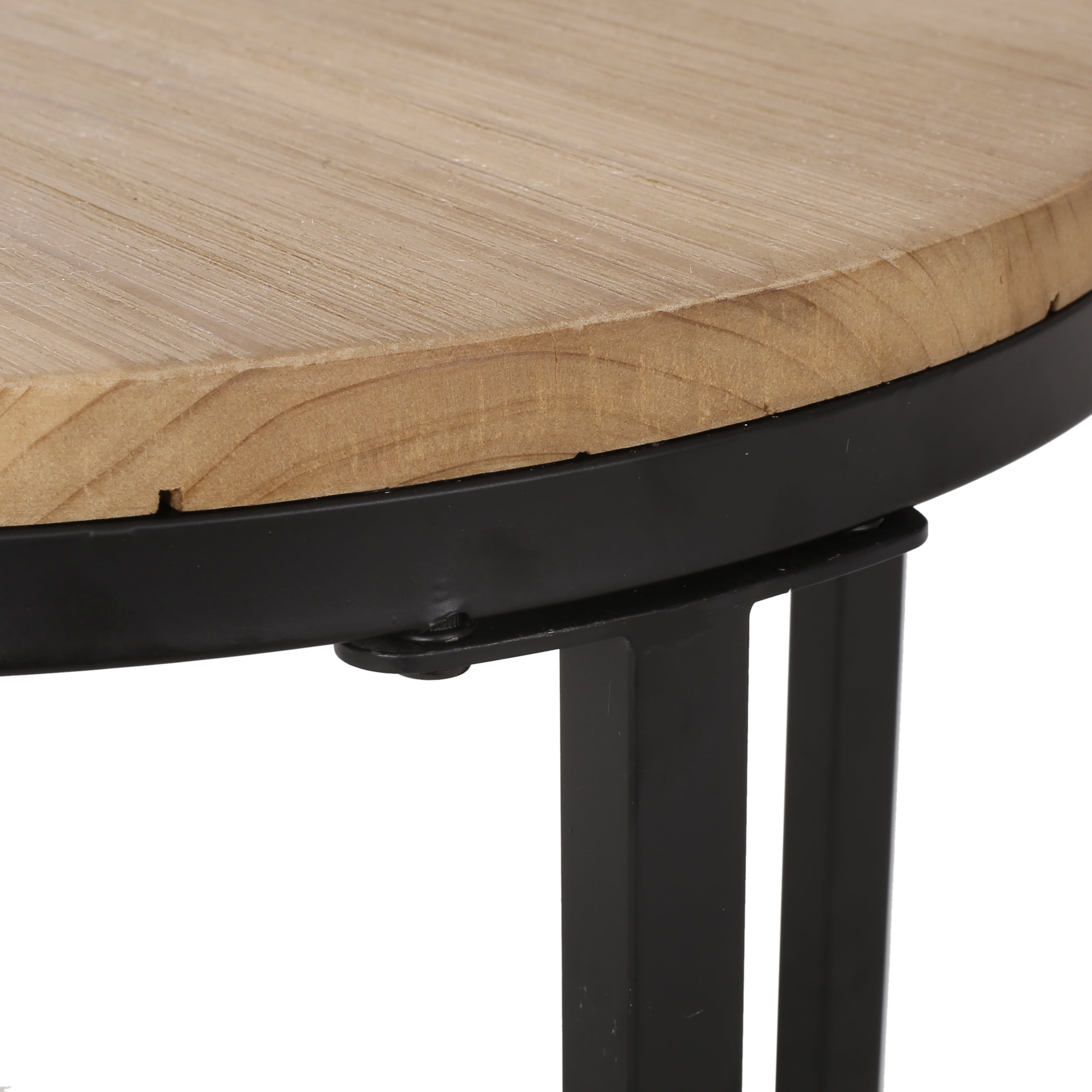 Noble House Gunnar Modern Industrial Coffee Table Set, Antique Brown, Black - Image 5