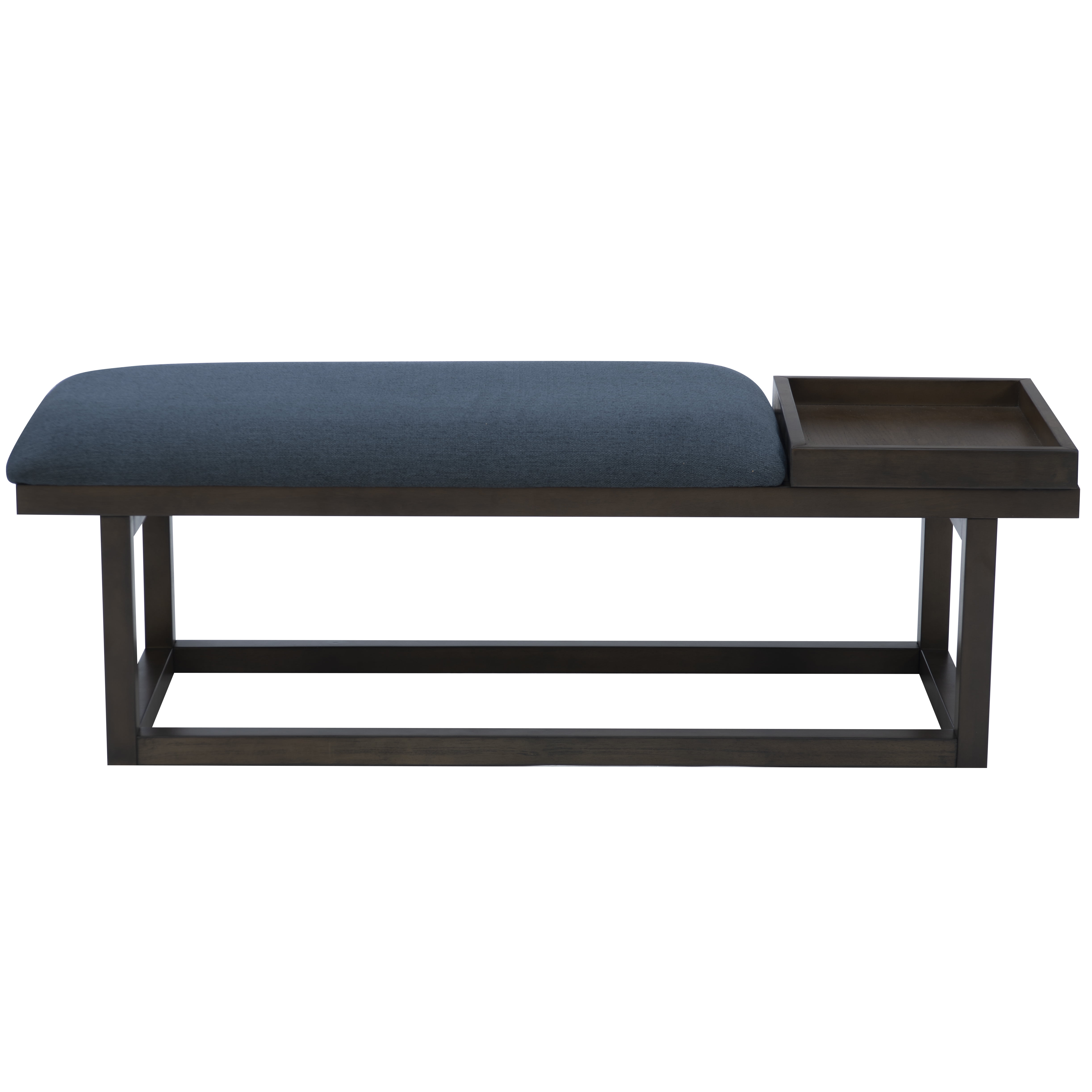 Powell Mickle Upholstered Bench with Built-In Tray, Brown/Navy - Image 3