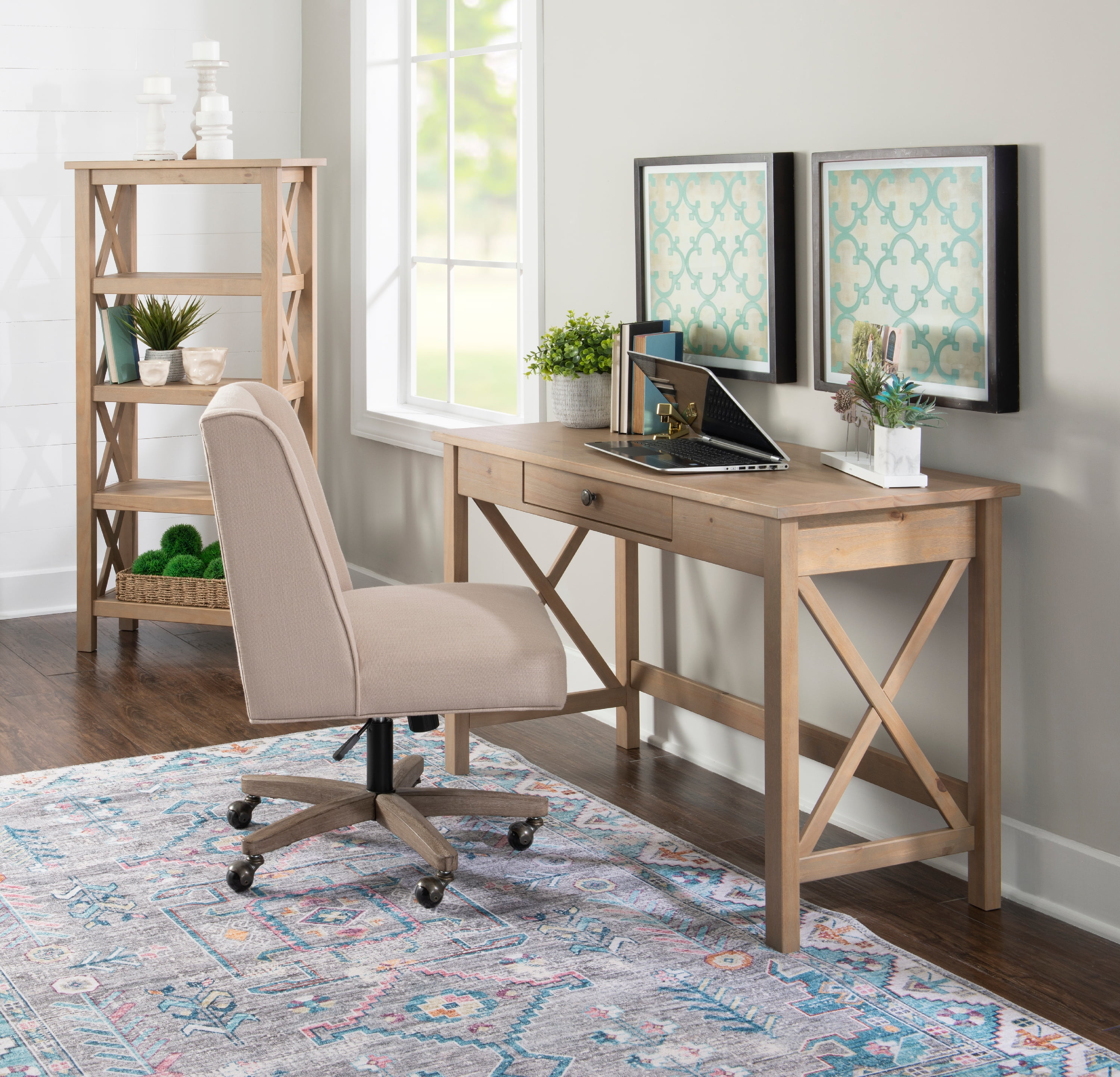 Linon Edmiston 4-Shelf Bookcase, 54" Tall, Driftwood - Image 16