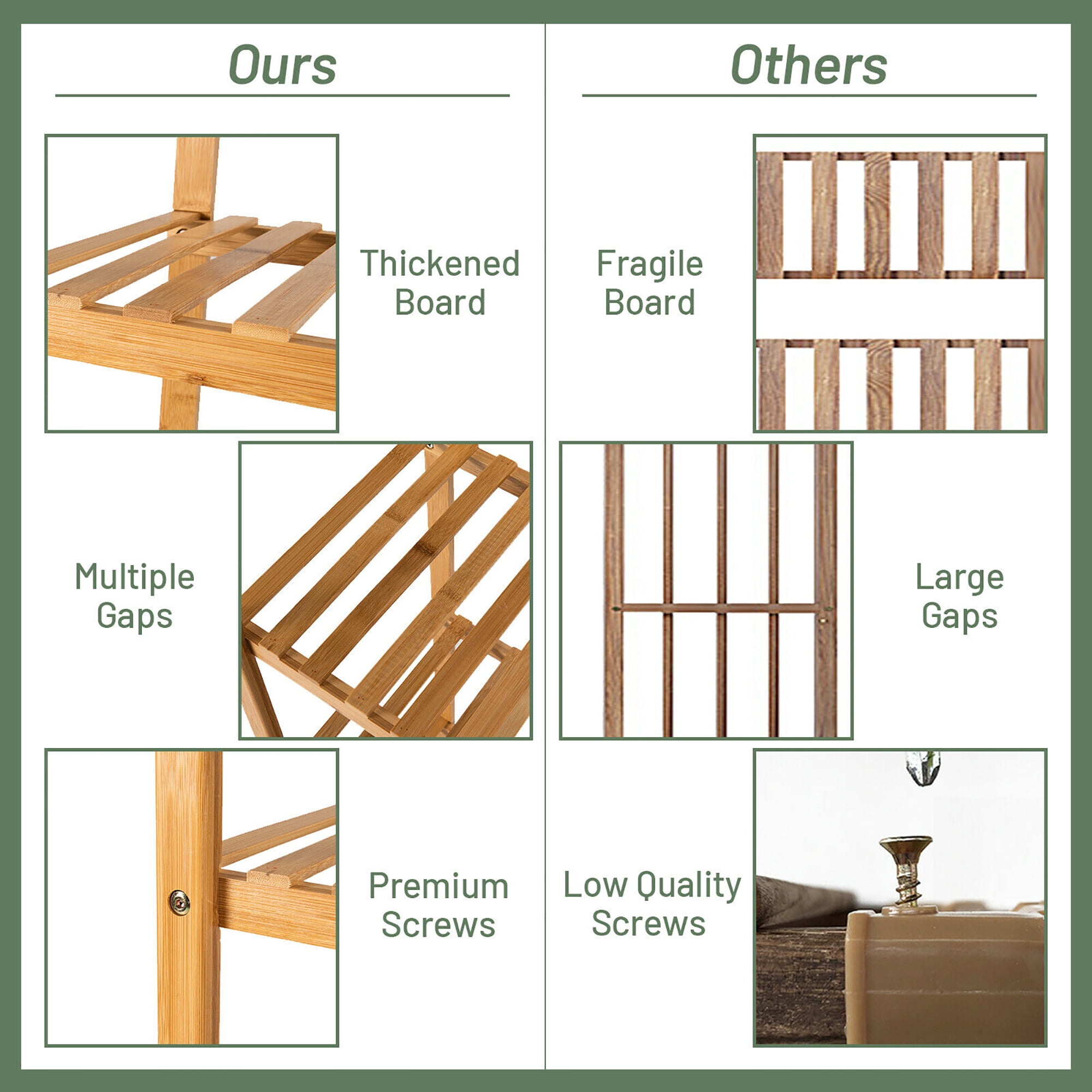 Costway Multifunctional Bamboo Shelf Storage Organizer Rack Plant Stand Display Closet - Image 3