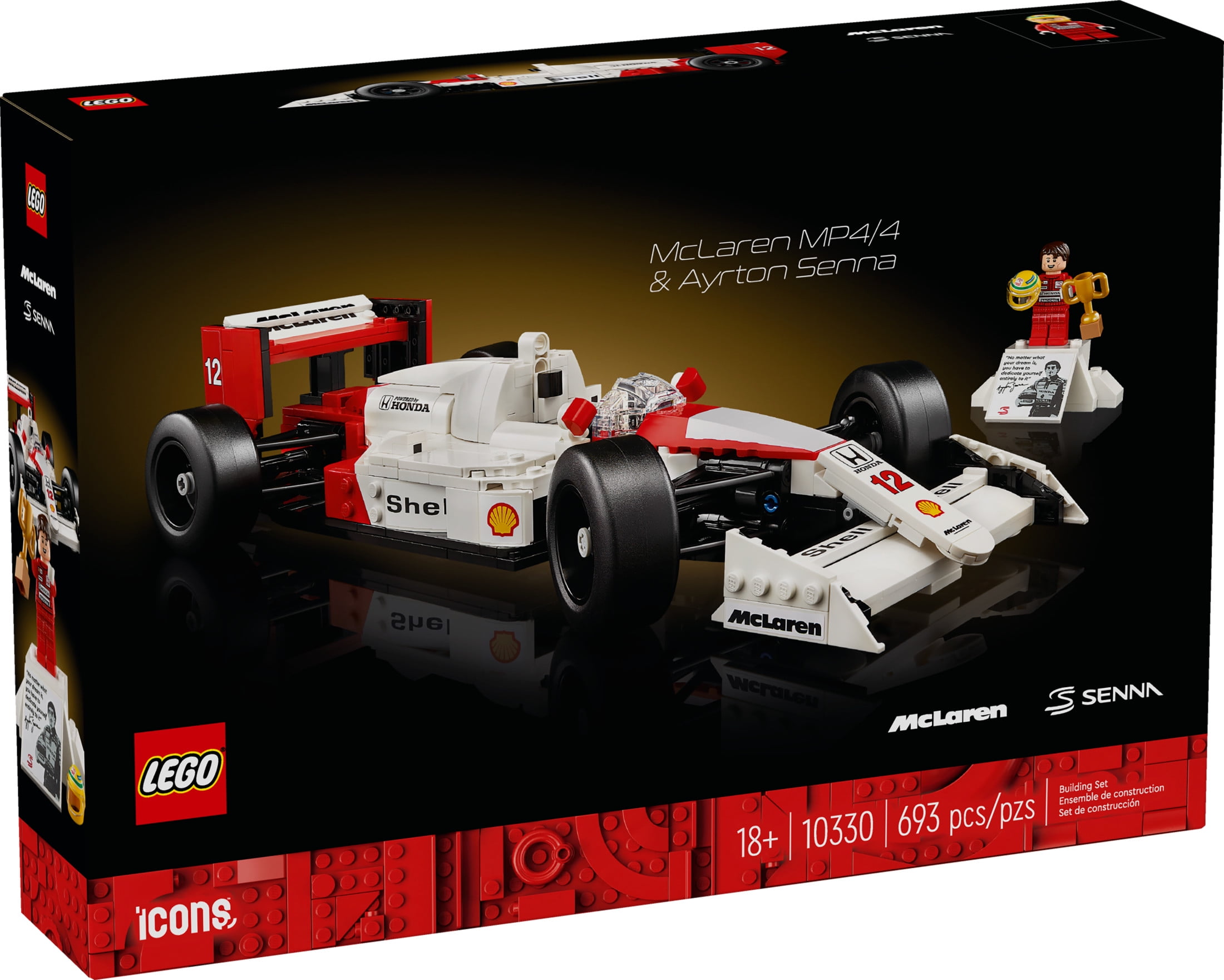 LEGO Icons McLaren MP4/4 & Ayrton Senna Minifigure, Holiday or Birthday Gift Idea for Home Office Decor, F1 Building Set for Adults and Fans of Cool Model Race Cars, 10330 - Image 7