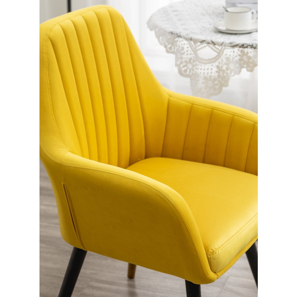 Tuchico Contemporary Velvet Upholstered Accent Chair in Yellow - Image 5