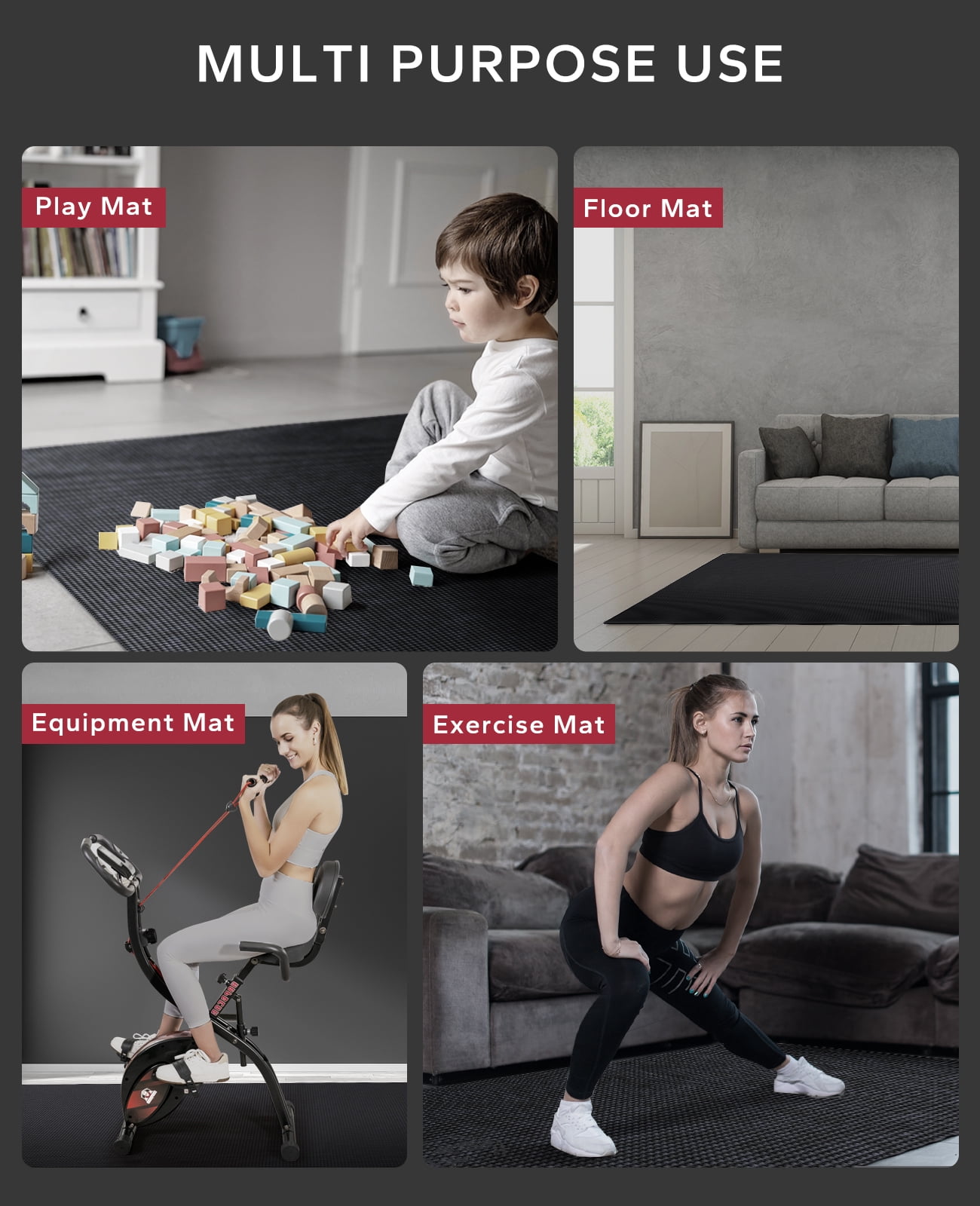 Extra Wide Exercise Mat – 6'x4' to 9'x6' – Thick, Non-Slip Fitness Mat – Choose from Black, Gray, or Blue - Image 7