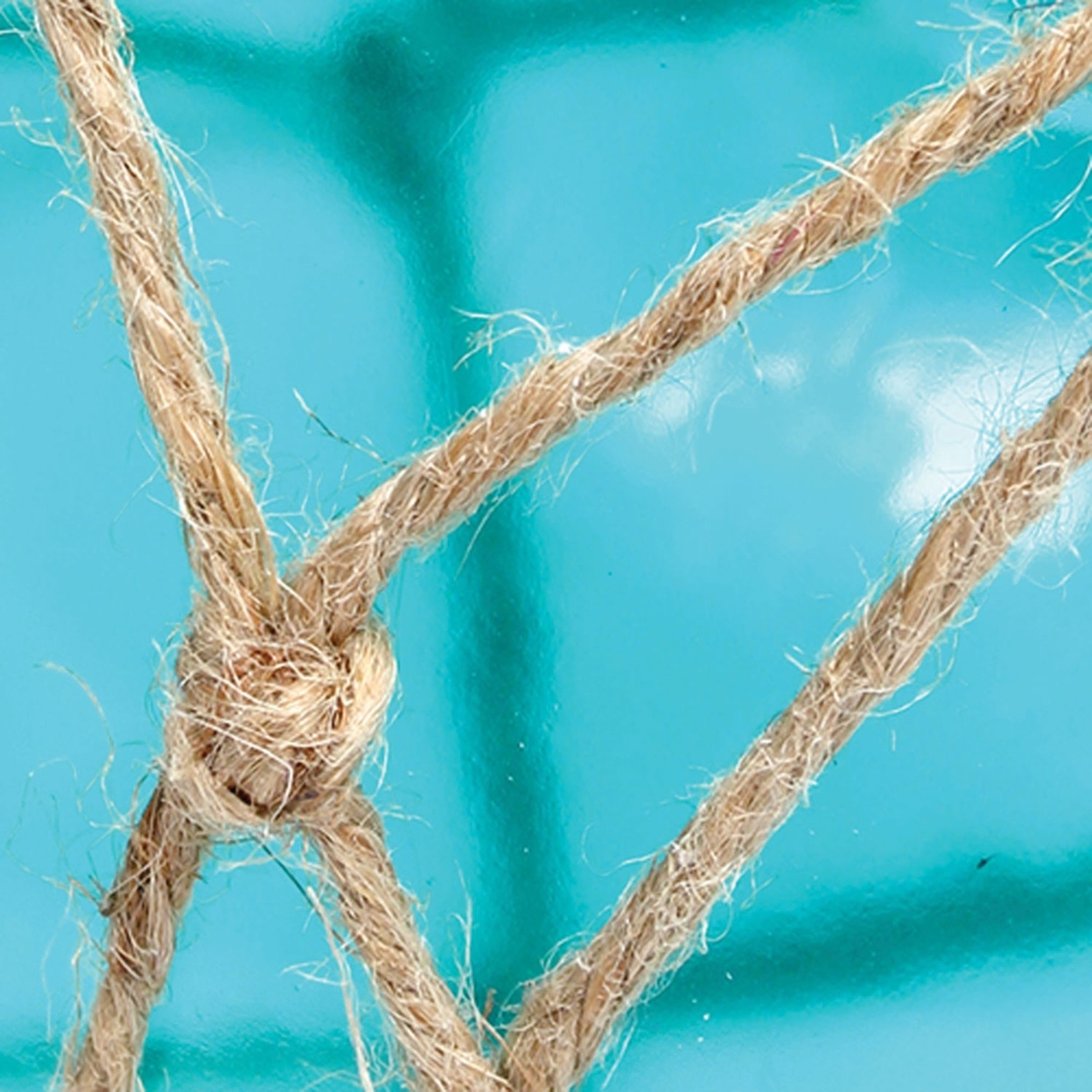 Buoy Netted Brushed Nickel Coastal Ocean Sea Glass Pendant with Natural Rope, Aqua - Image 6