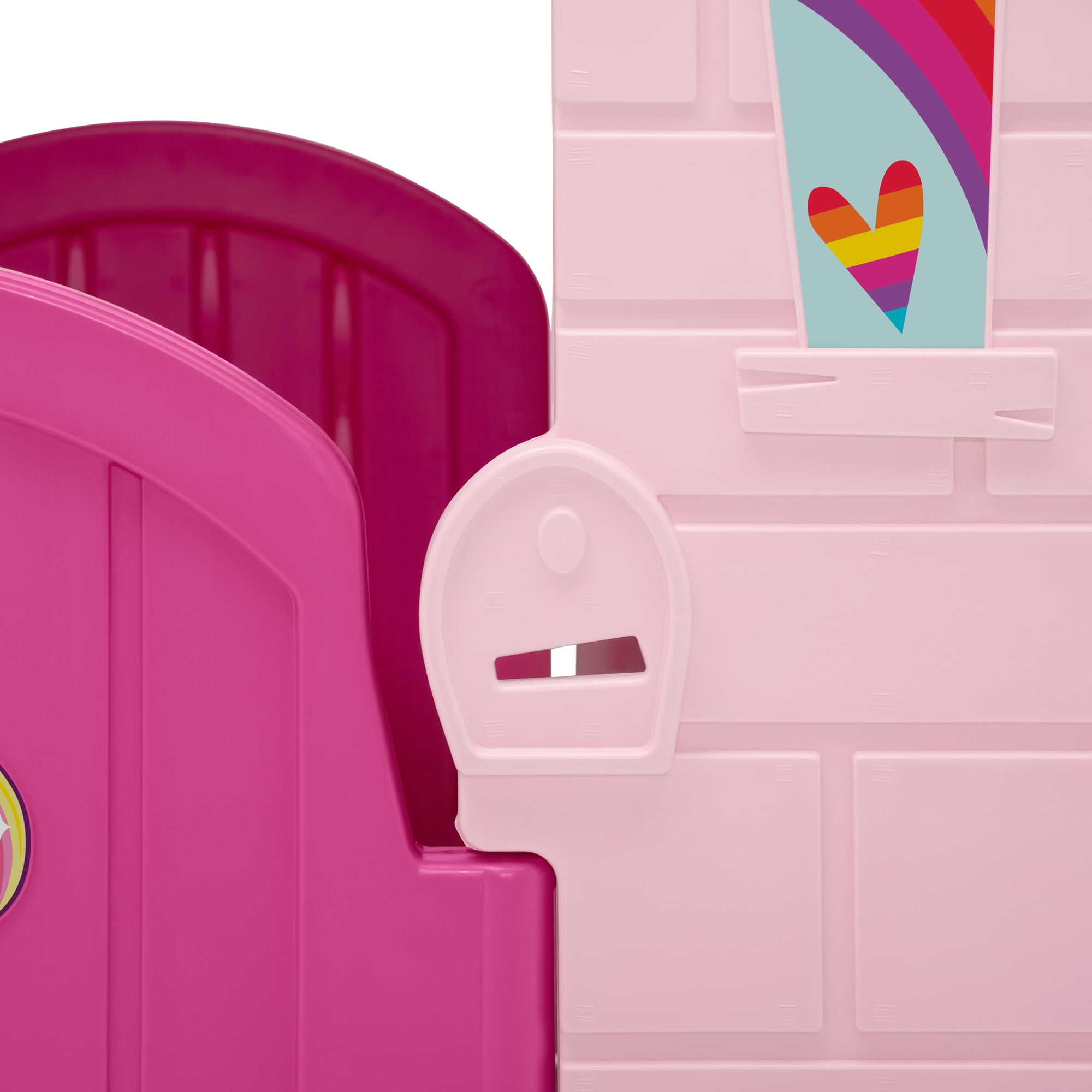 Delta Children Rainbow & Unicorn Plastic Indoor/Outdoor Playhouse with Easy Assembly, Pink - Image 3