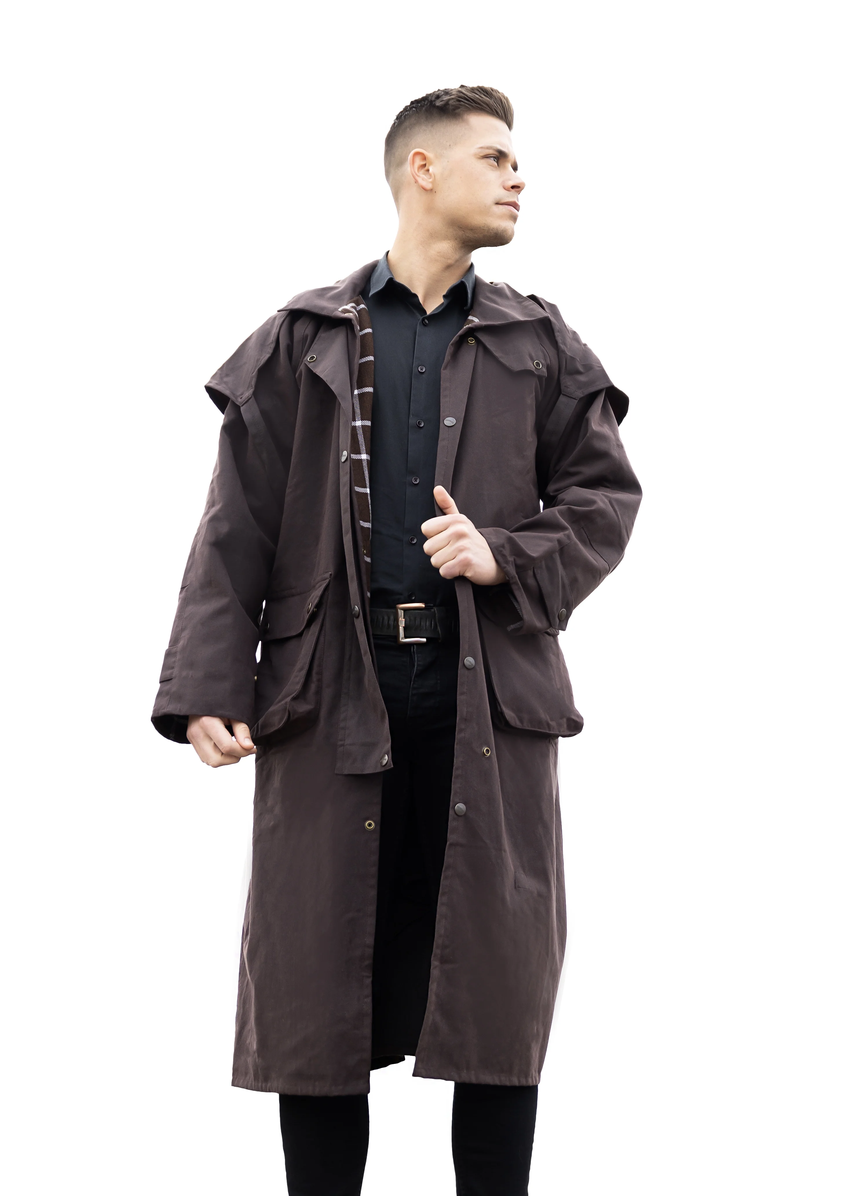 RESISTANCE Premium Oilskin Duster Coat Waterproof Cotton Unisex Cowboy Cowgirl Western Workwear - Image 4