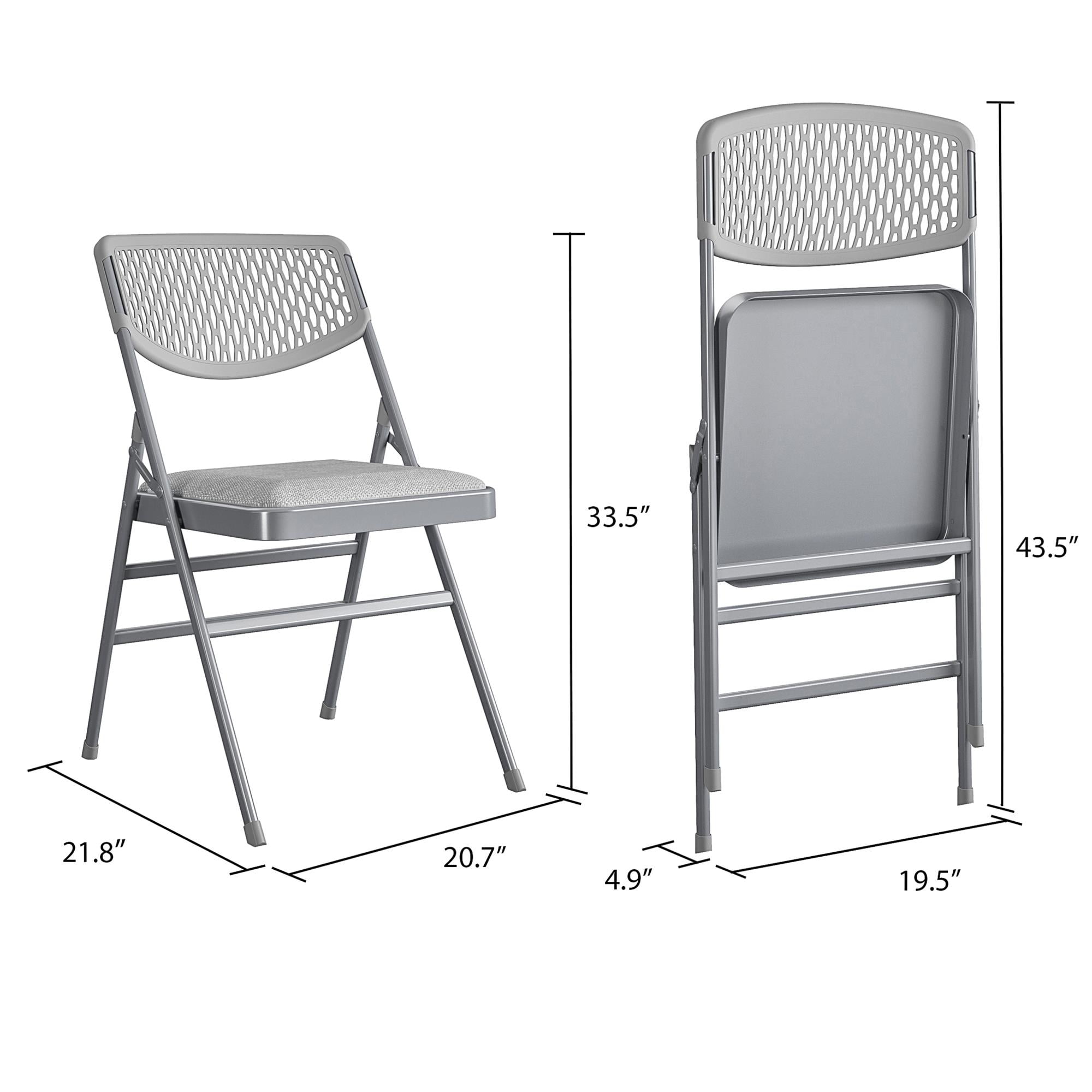 COSCO Ultra Comfort Commercial XL Premium Fabric Padded Folding Chair, Gray, 4-Pack - Image 4
