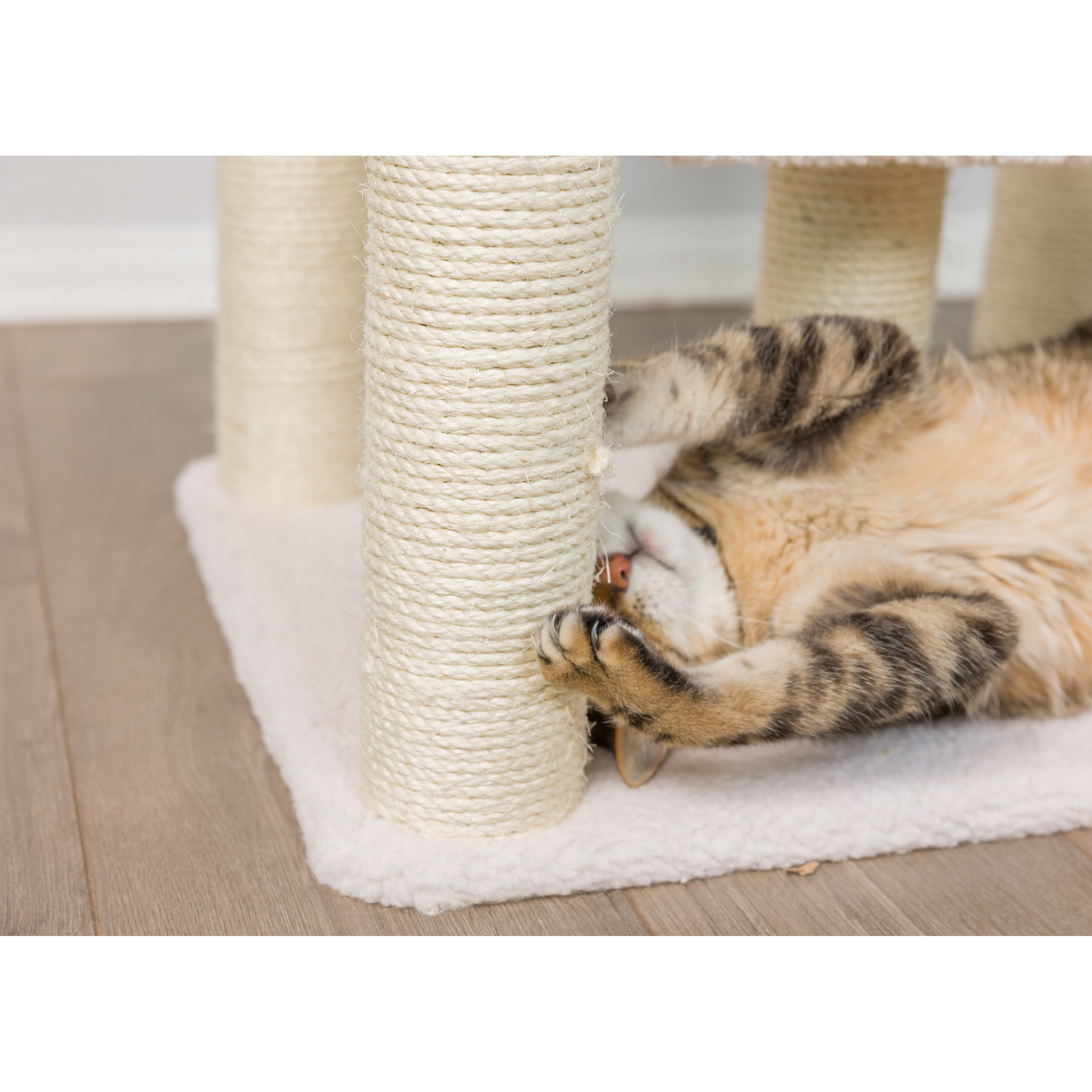 Armarkat 62-in real wood Cat Tree & Condo Scratching Post Tower, Ivory - Image 5
