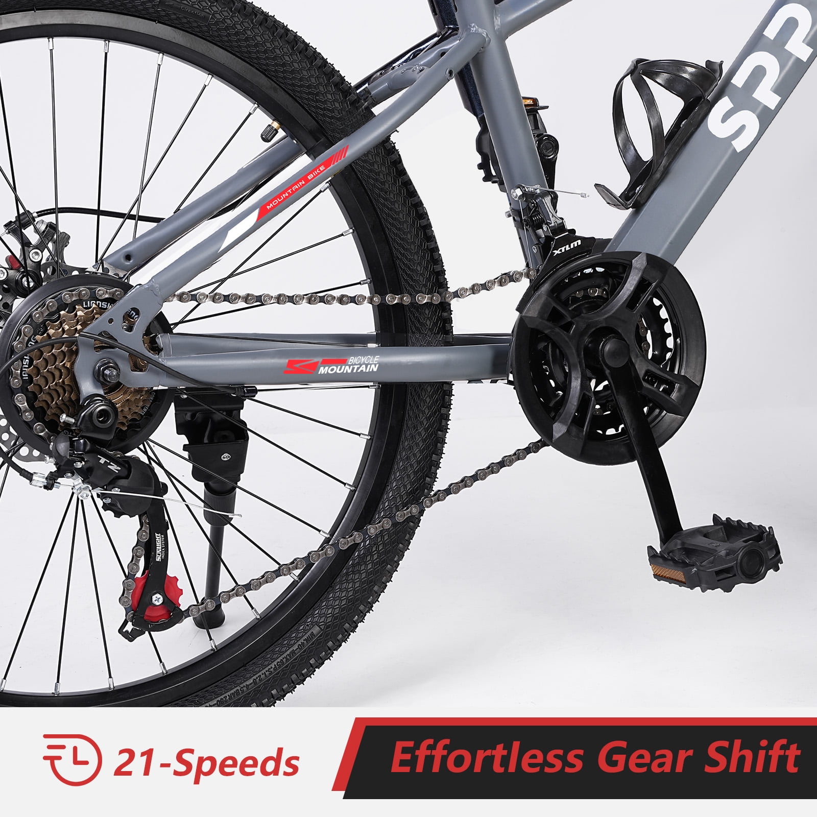 SPPTTY 21 Speed Mountain Bike,24 inch Bike for Men Women Boys Girls,Disc Brakes Dual Suspension - Image 8
