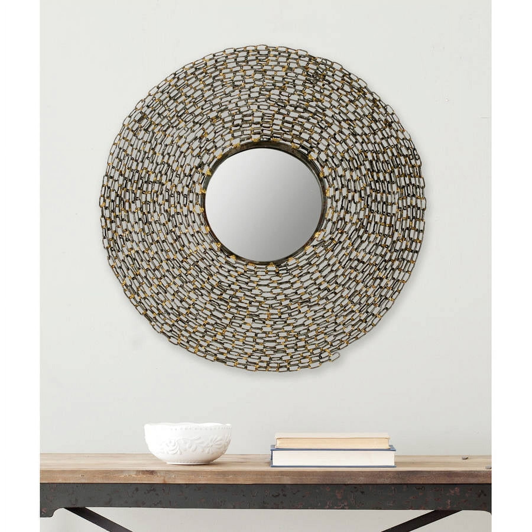 SAFAVIEH 8.8" Round Jeweled Chain Mirror, Natural - Image 2