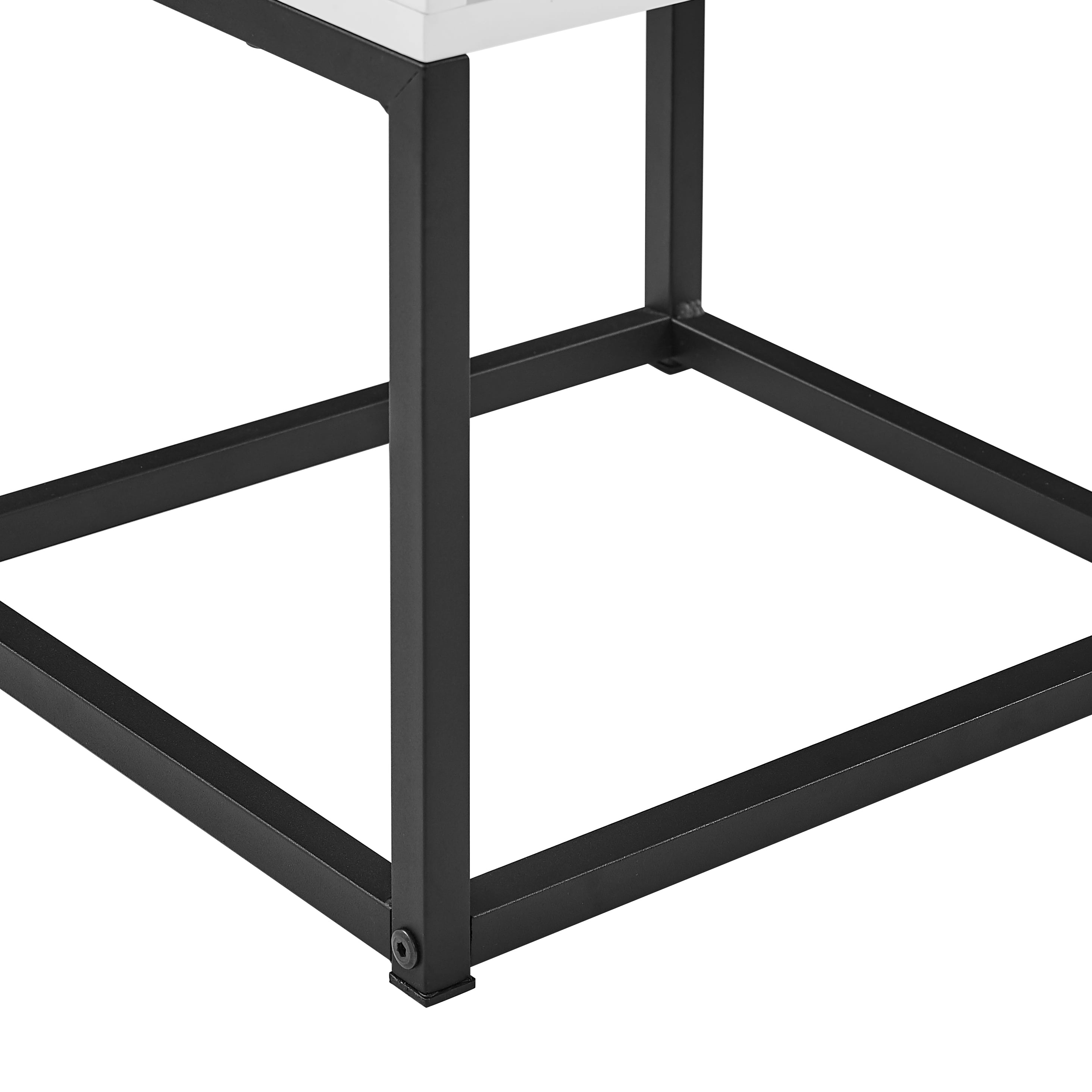MUSEHOMEINC End Table with drawer and shelf, Metal Legs - White Finish - Image 6