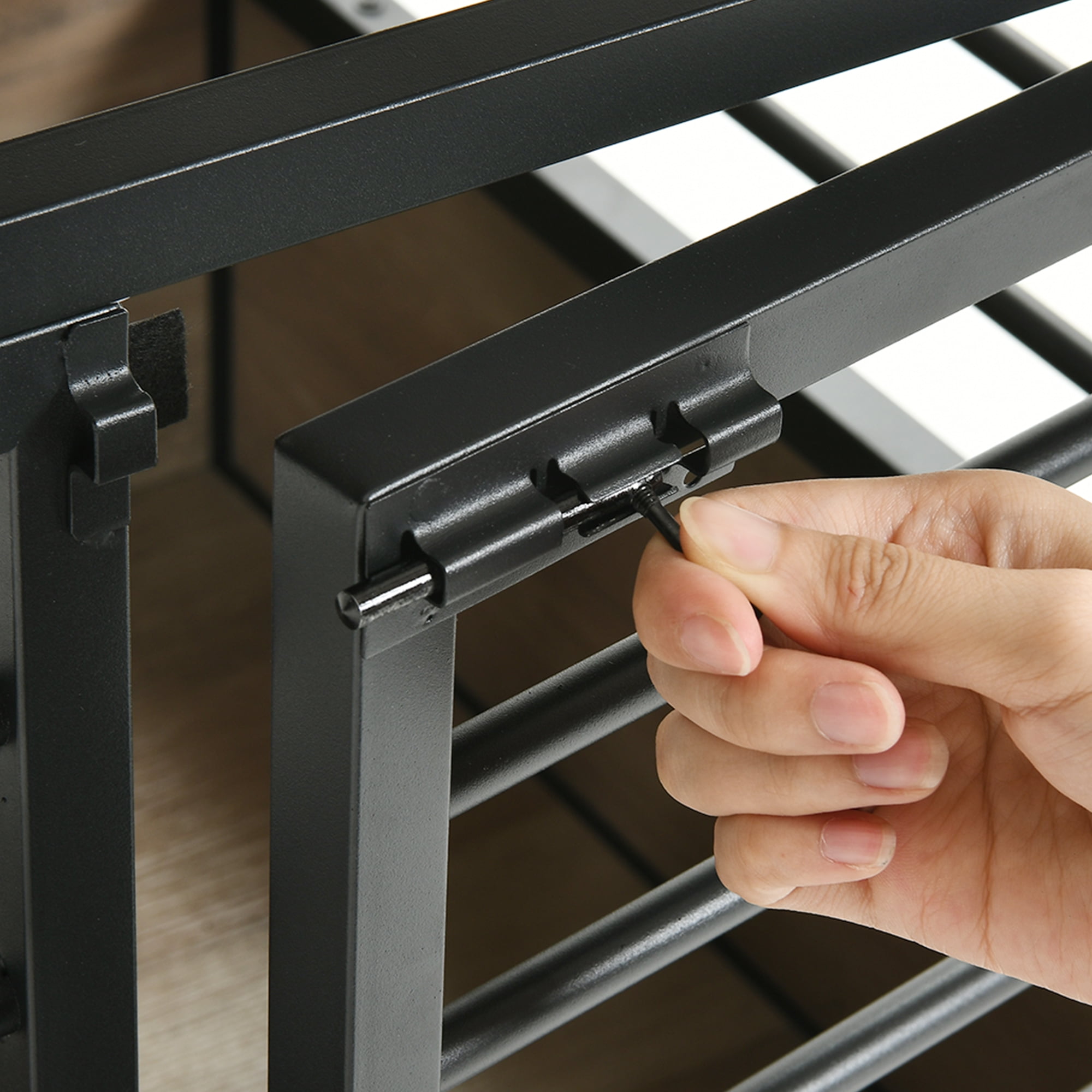 Dextrus 31.5 inch large Wooden Dog Crate Furniture, 2 Doors Wooden Dog Cage, Heavy Duty Dog Kennel with Wheels, Dog House Indoor for Medium Dogs - Image 8