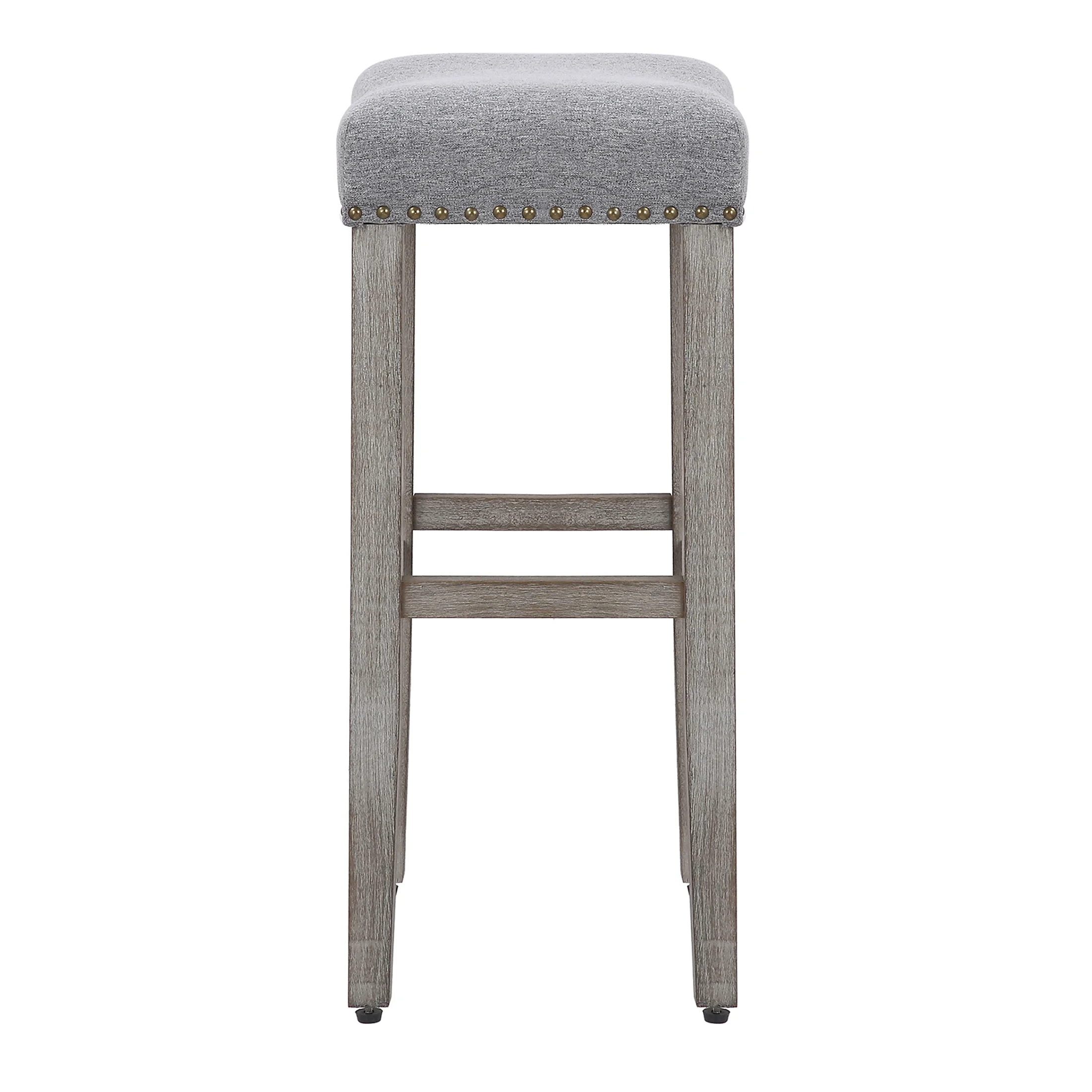 29" Inch Upholstered Backless Saddle Seat Counter Stool, Antique Gray/Gray - Image 2