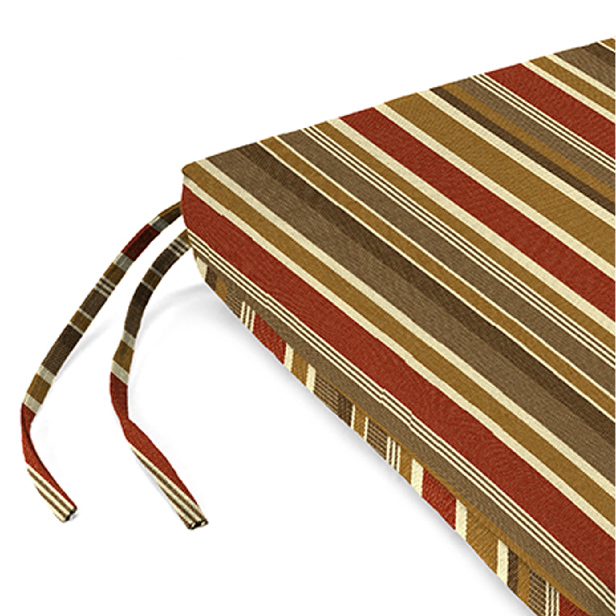 Jordan Manufacturing Sunbrella 17" x 19" Brannon Redwood Multicolor Stripe Rectangular Outdoor Chair Pad Seat Cushion with Ties (2 Pack) - Image 7