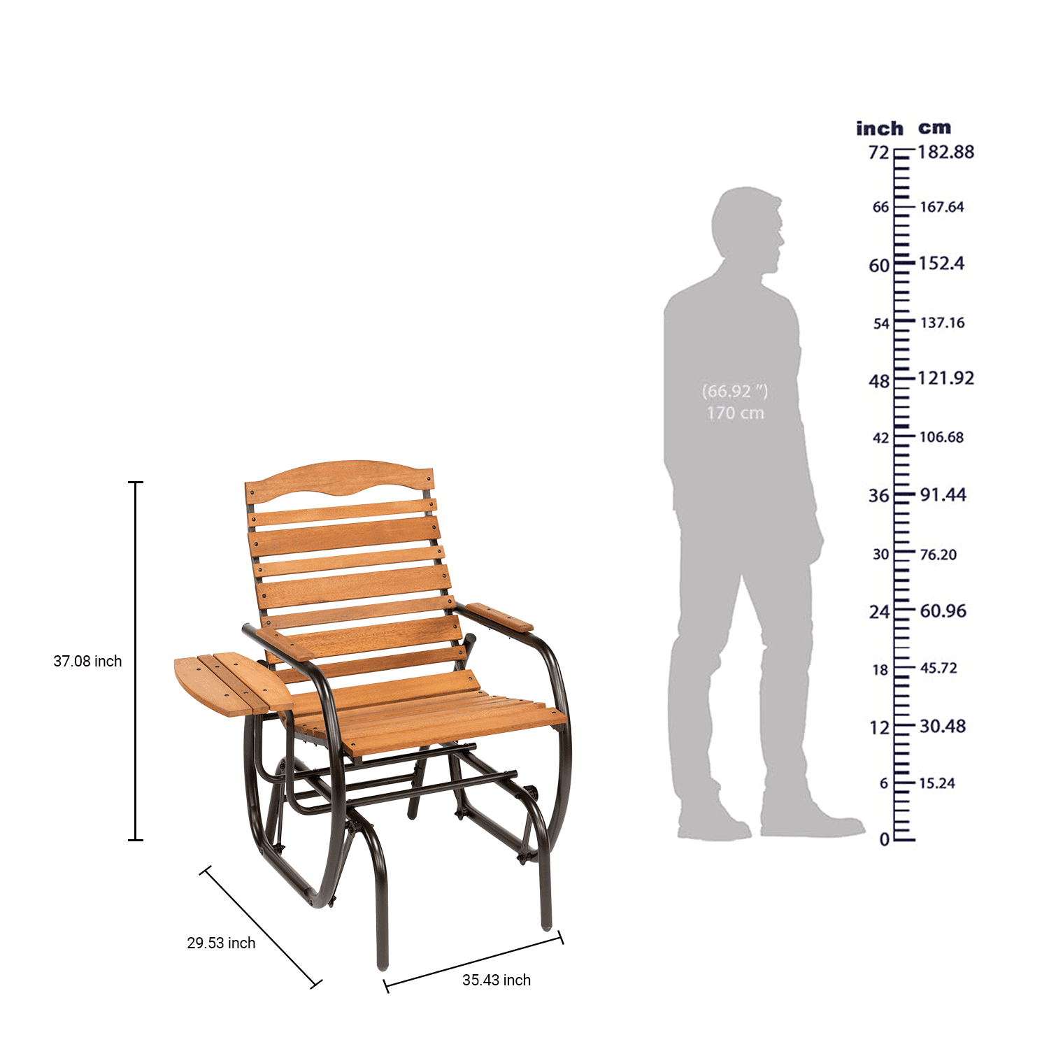 Country Garden Hardwood Glider Chair with Tray in Bronze Frame - Image 6