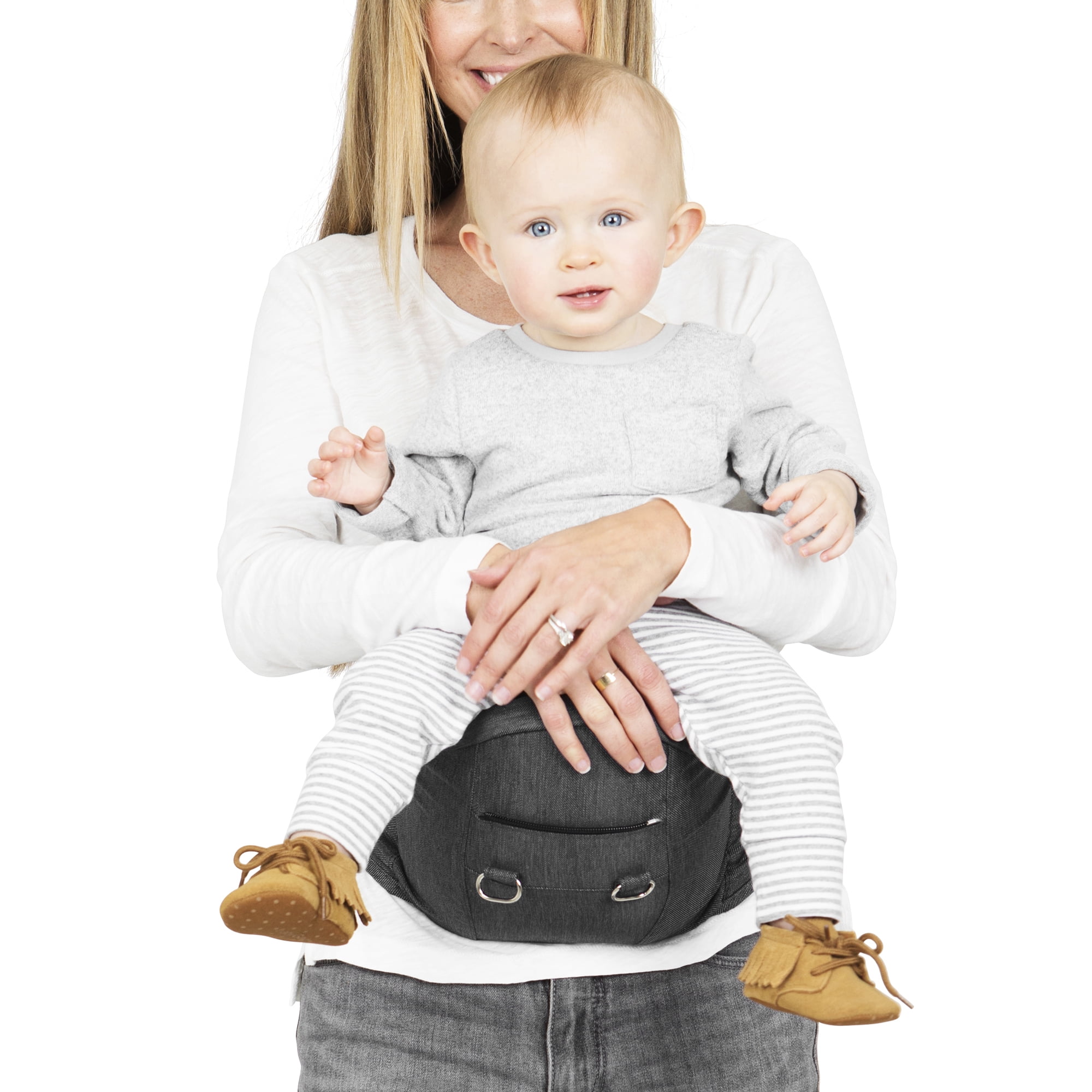 Moby Wrap 2-in-1 Baby Carrier + Hip Seat in Grey - Image 2
