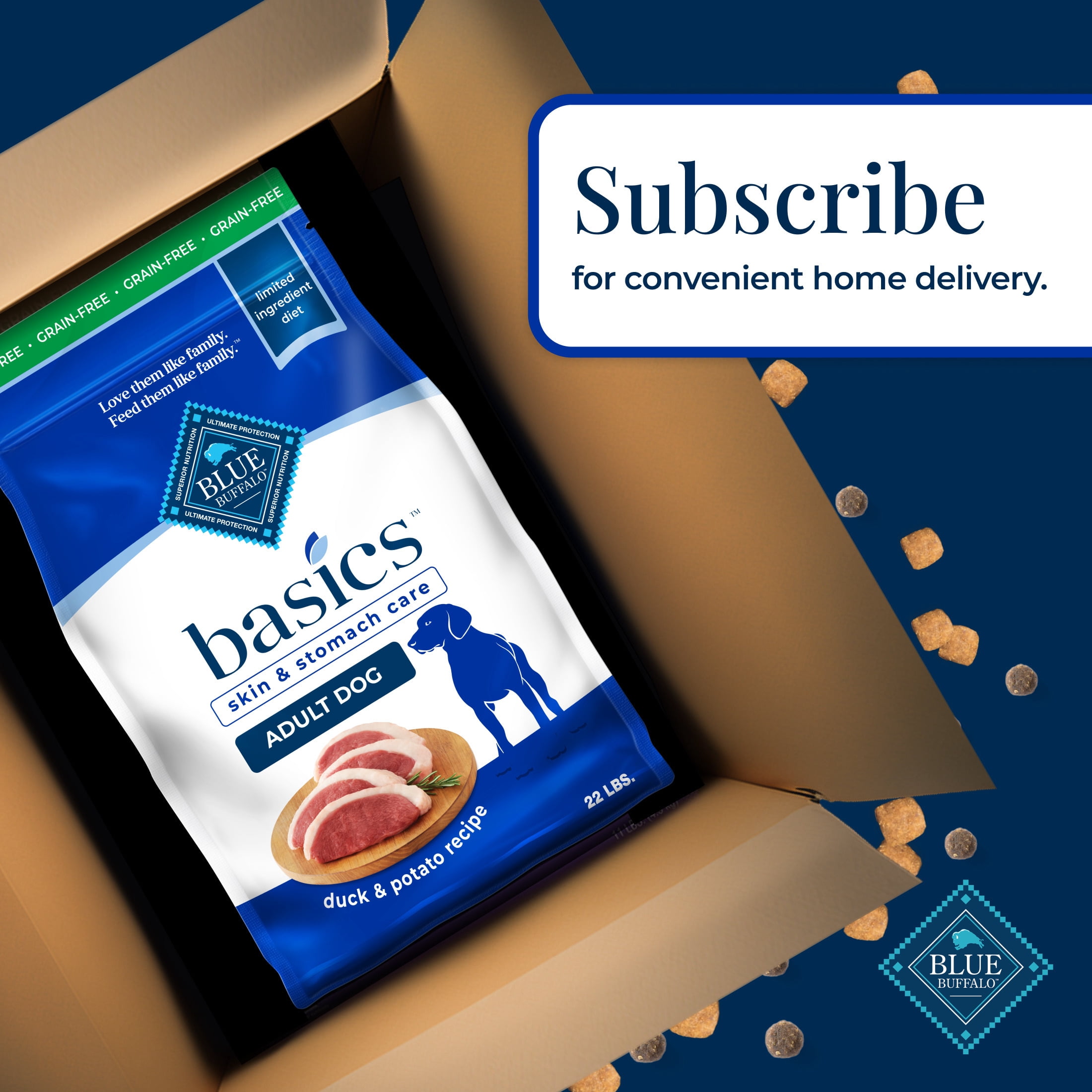 Blue Buffalo Basics Grain-Free Dry Dog Food, Adult, Limited Ingredient Diet, Duck, 22 lbs. - Image 6