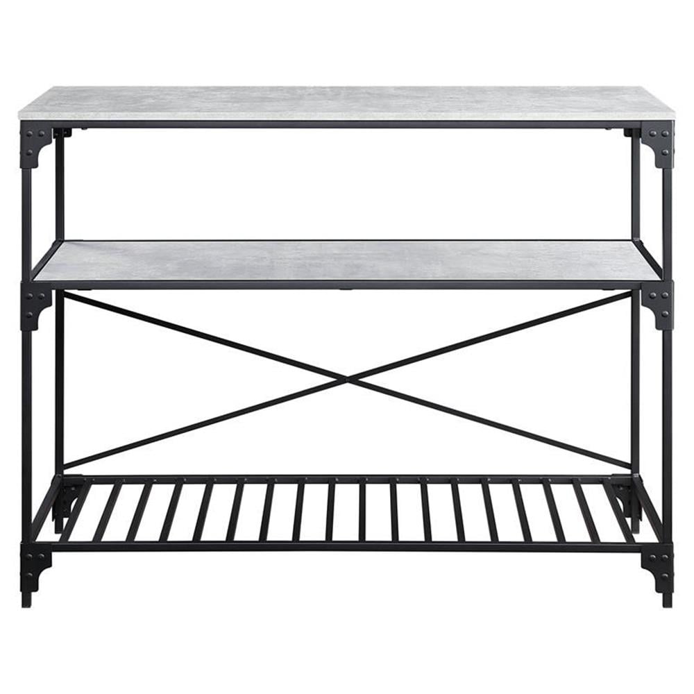 Acme Feivel Kitchen Island with Pull Out Table in Marble Top and Rustic Oak - Image 4