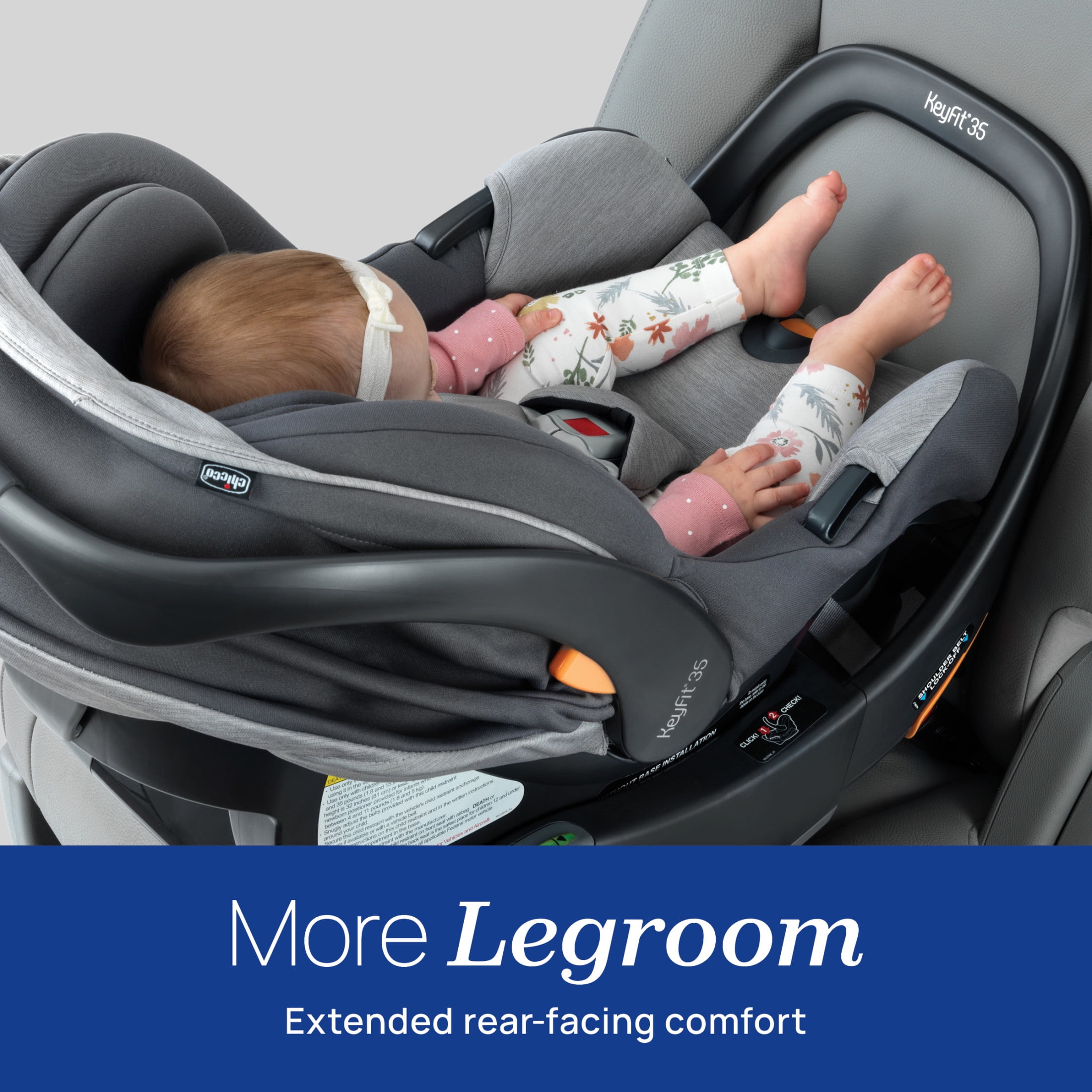 Chicco KeyFit 35 ClearTex 35 lbs Extended Use Infant Car Seat - Cove (Grey), New - Image 5