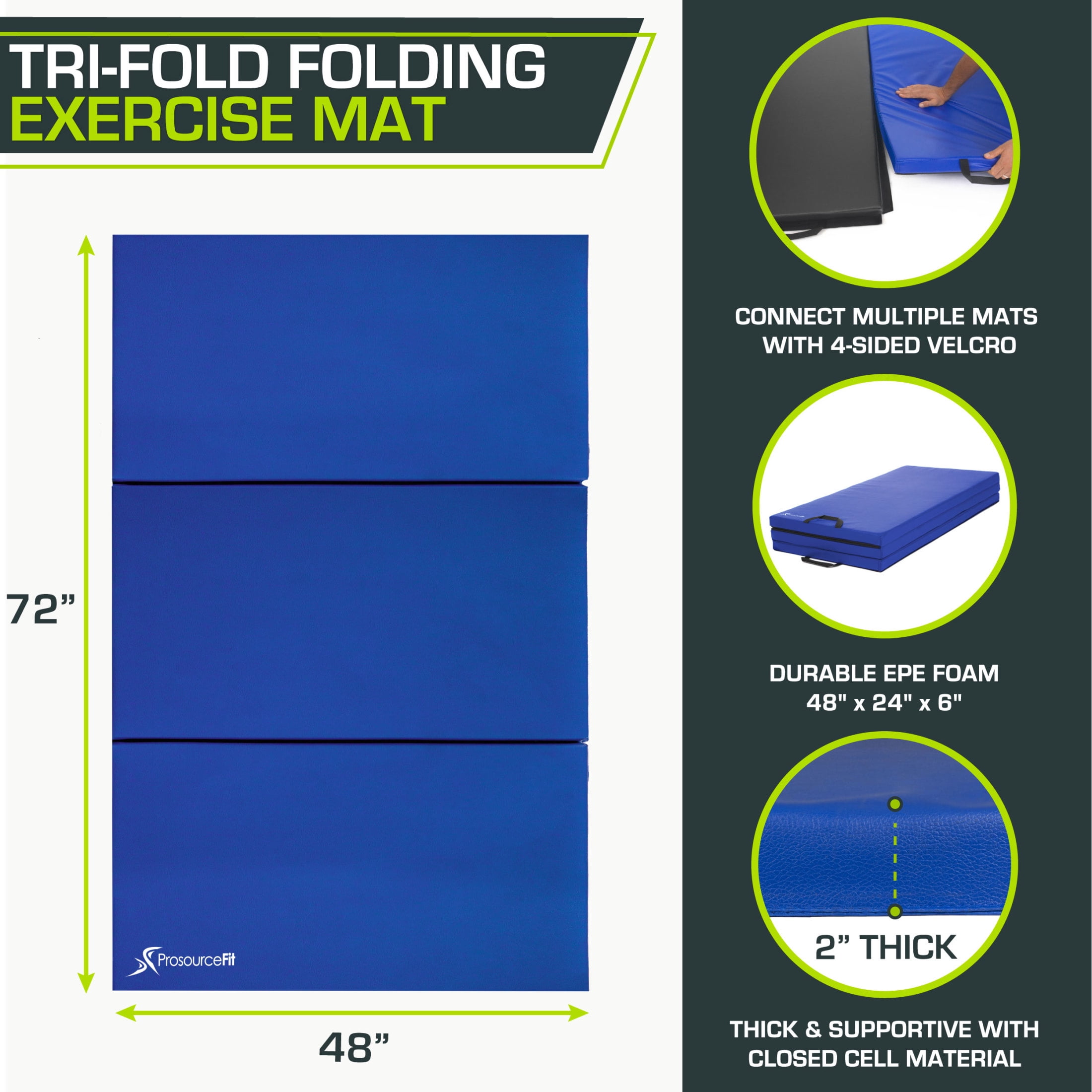 ProsourceFit Tri-Fold Folding Gymnastics Mat 6’x4’ for Fitness - Image 4